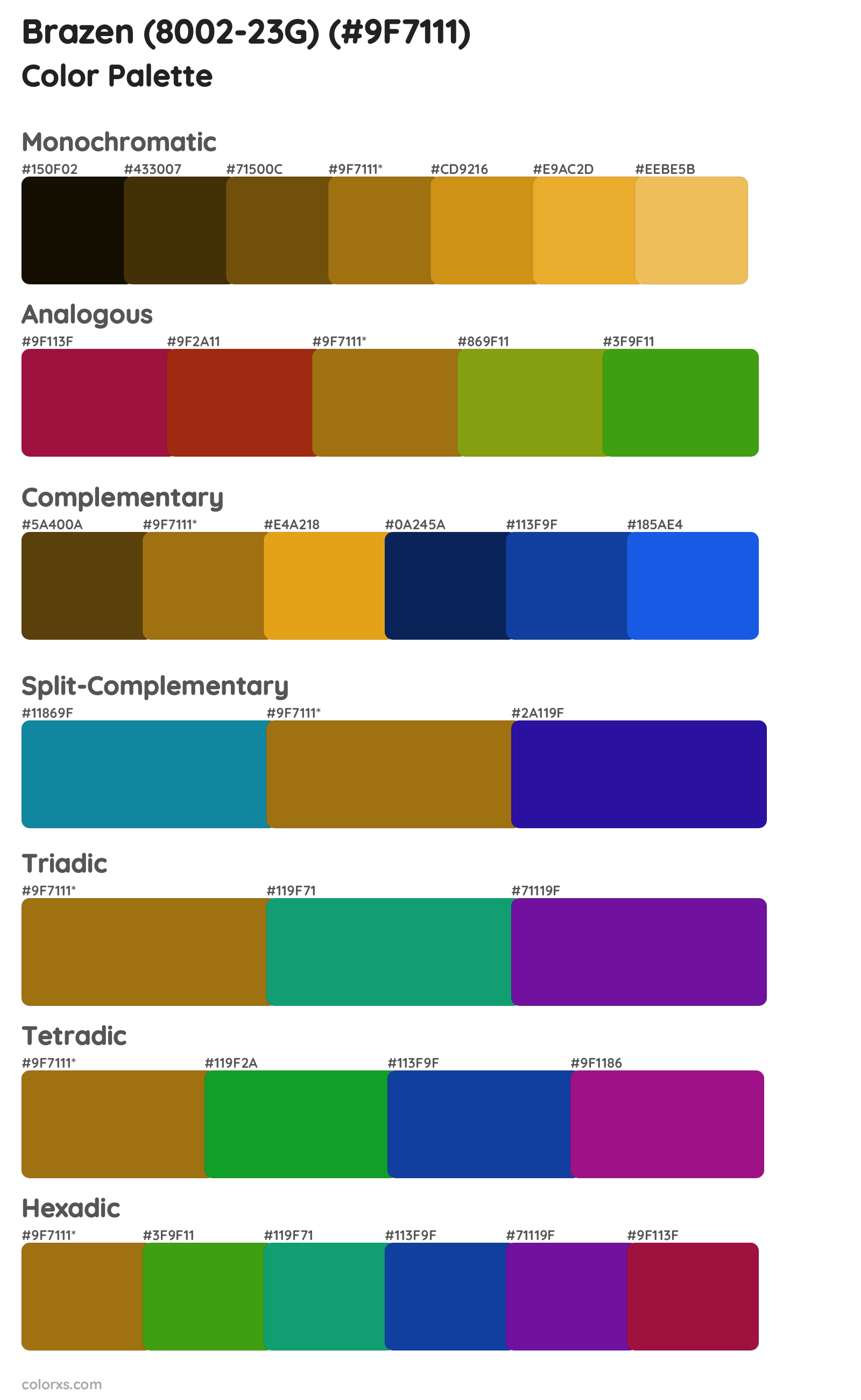 Brazen (8002-23G) Color Scheme Palettes