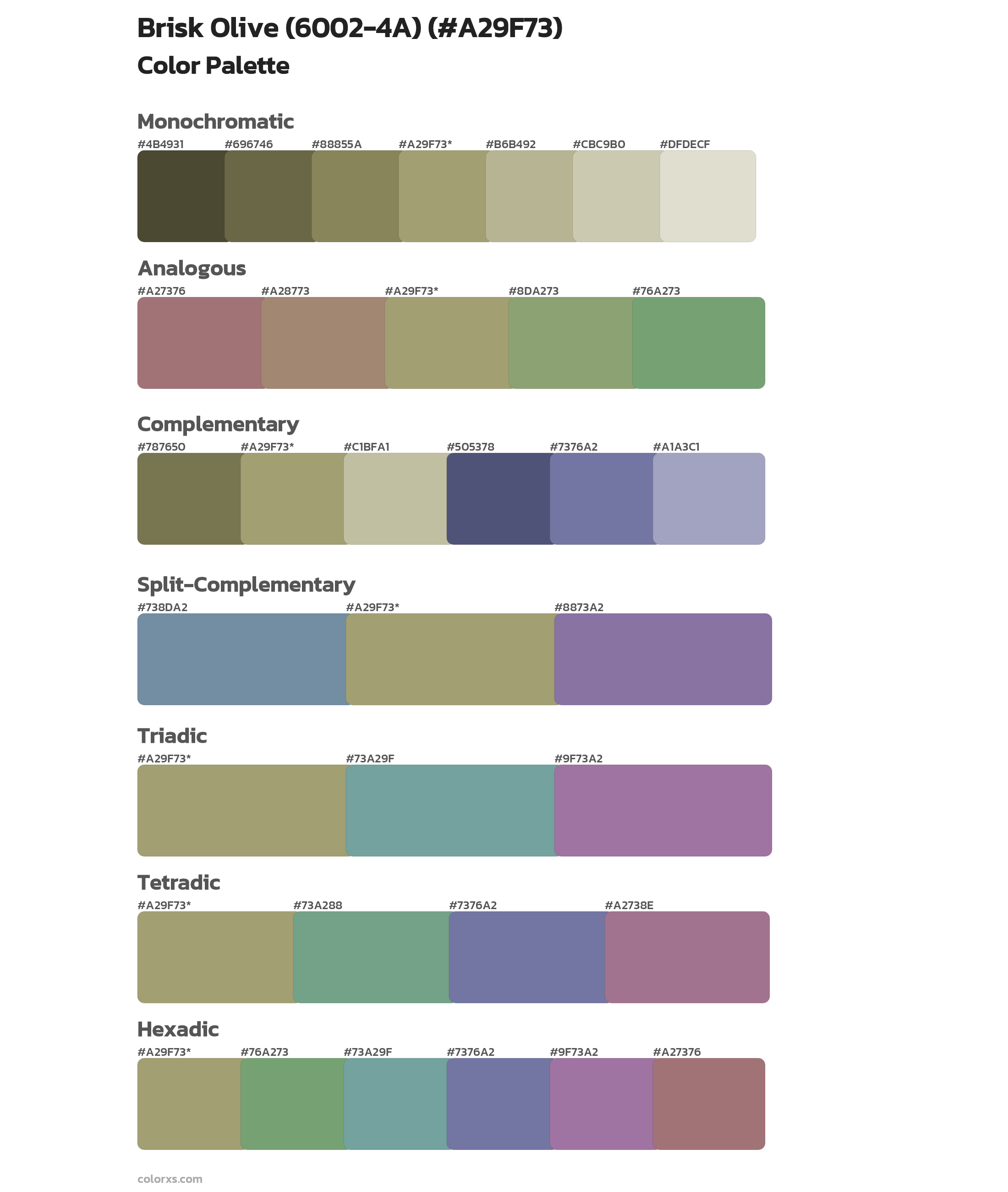 Brisk Olive (6002-4A) Color Scheme Palettes