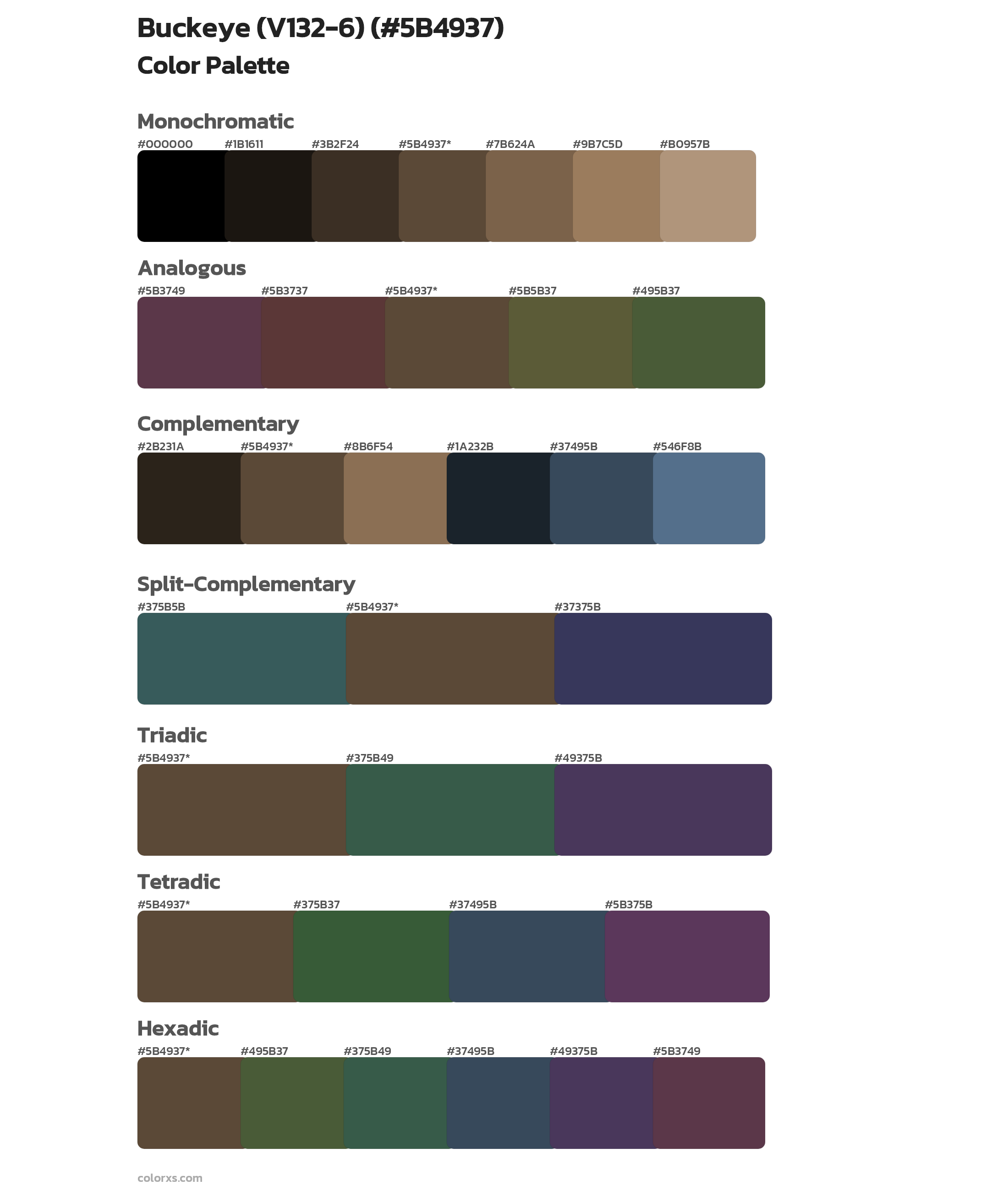 Buckeye (V132-6) Color Scheme Palettes