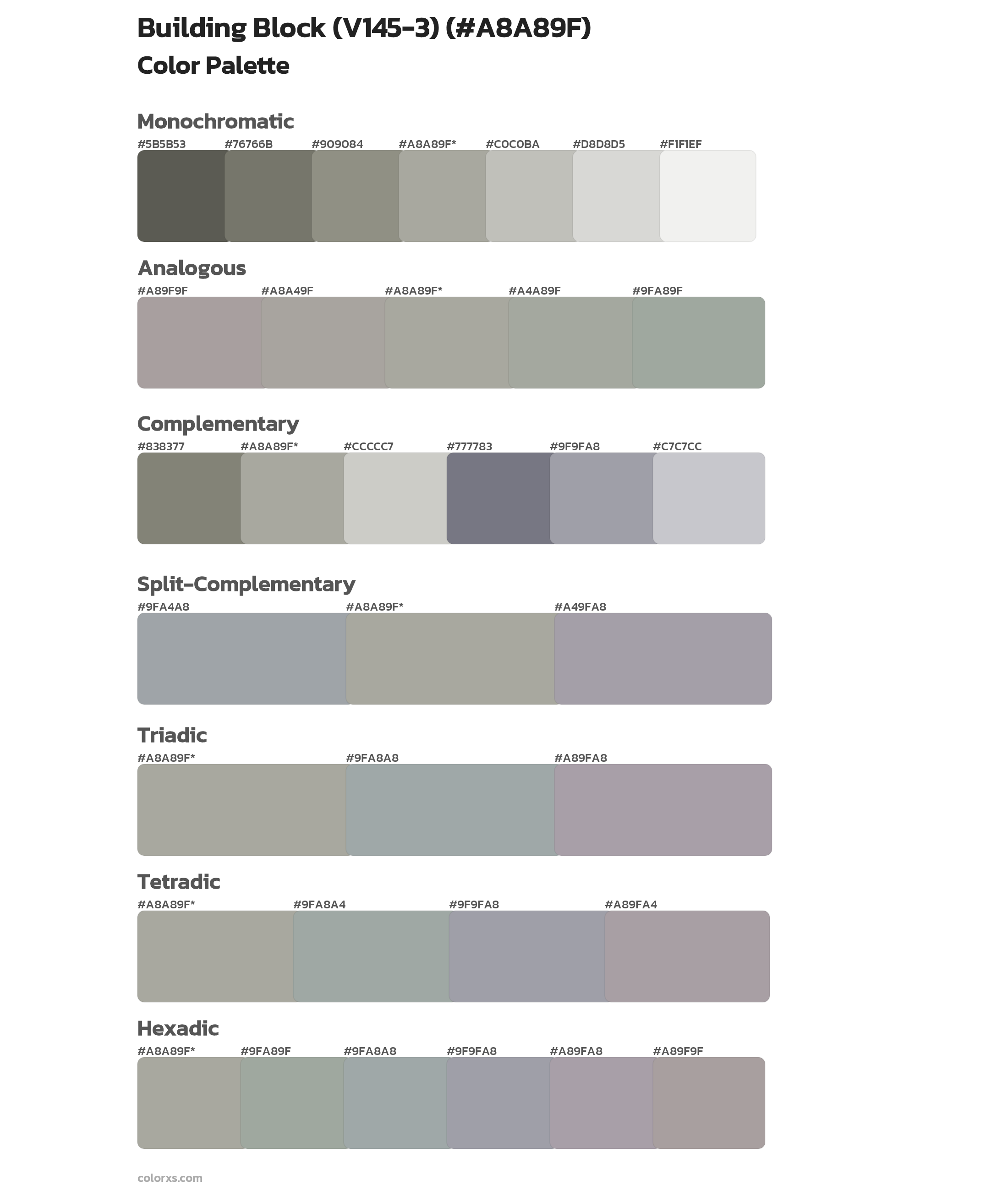 Building Block (V145-3) Color Scheme Palettes
