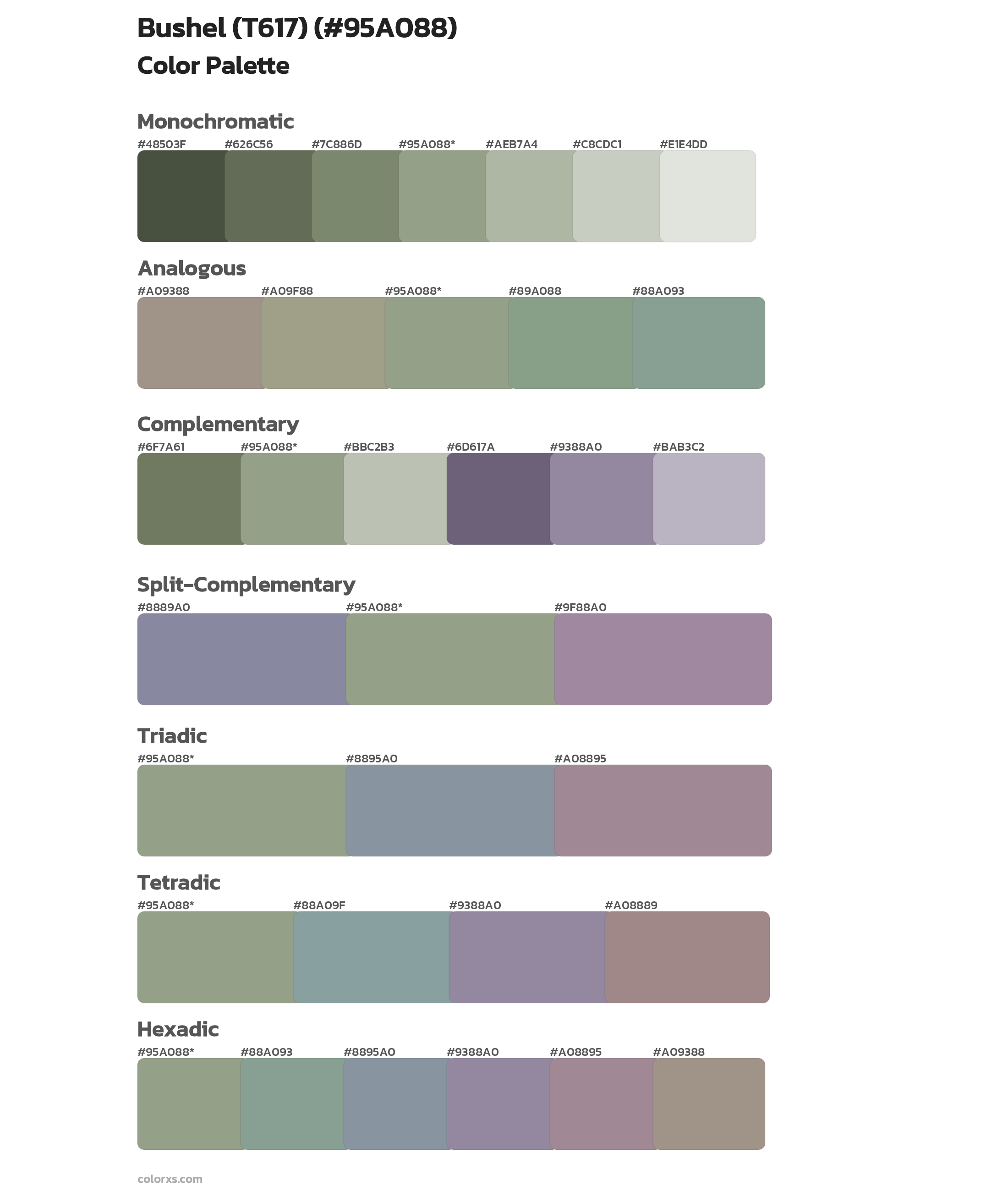 Bushel (T617) Color Scheme Palettes