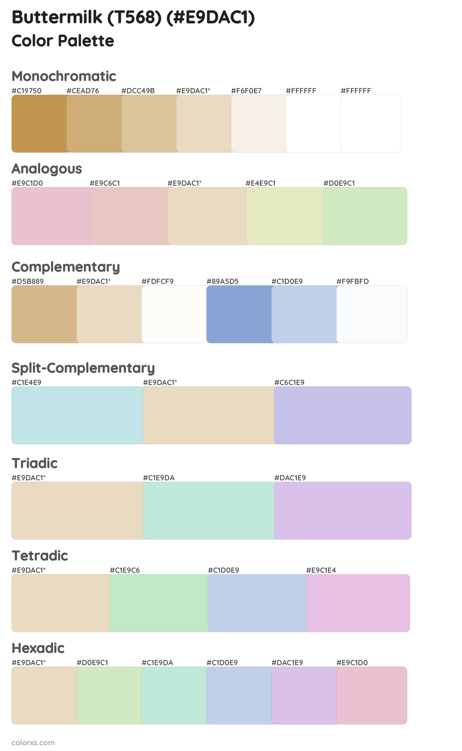 Buttermilk (T568) Color Scheme Palettes