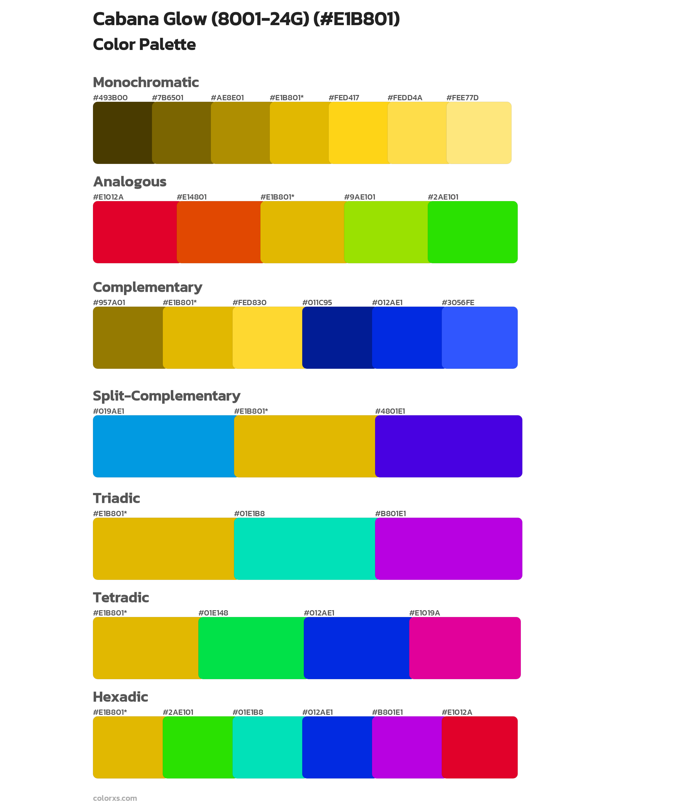 Cabana Glow (8001-24G) Color Scheme Palettes