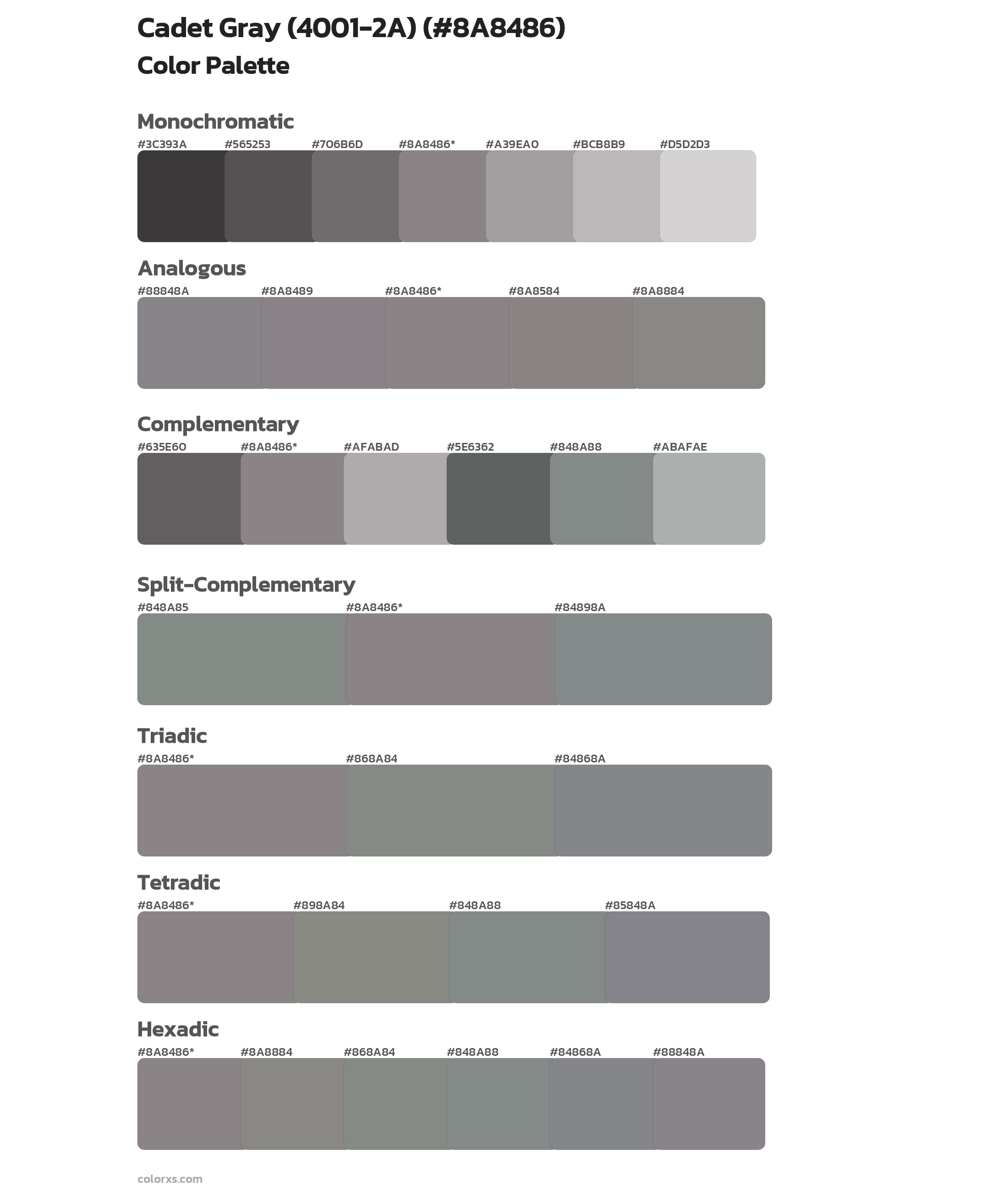 Cadet Gray (4001-2A) Color Scheme Palettes