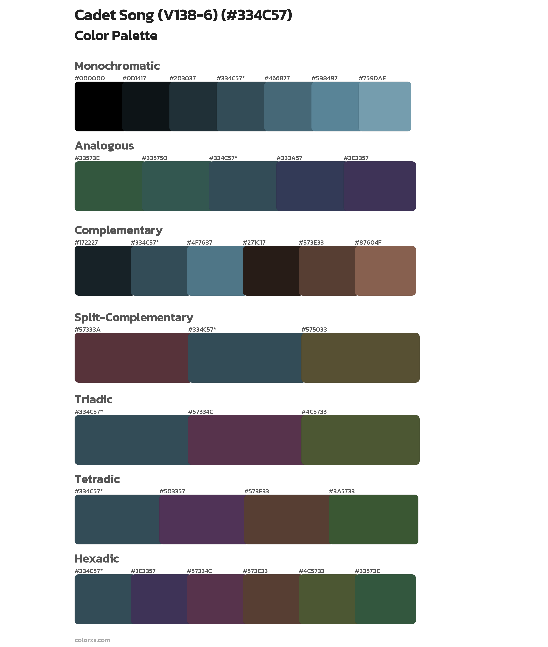 Cadet Song (V138-6) Color Scheme Palettes
