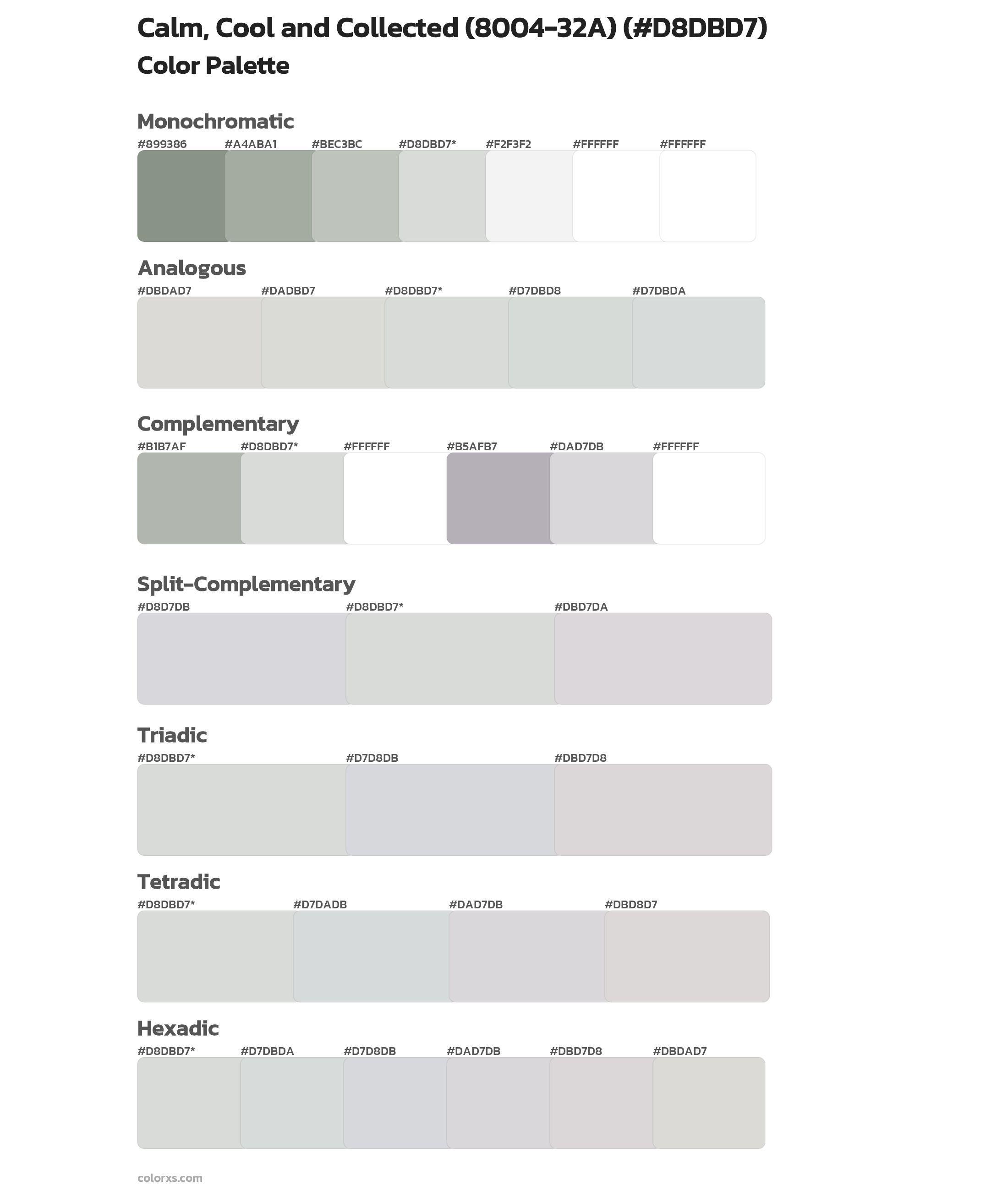 Calm, Cool and Collected (8004-32A) Color Scheme Palettes