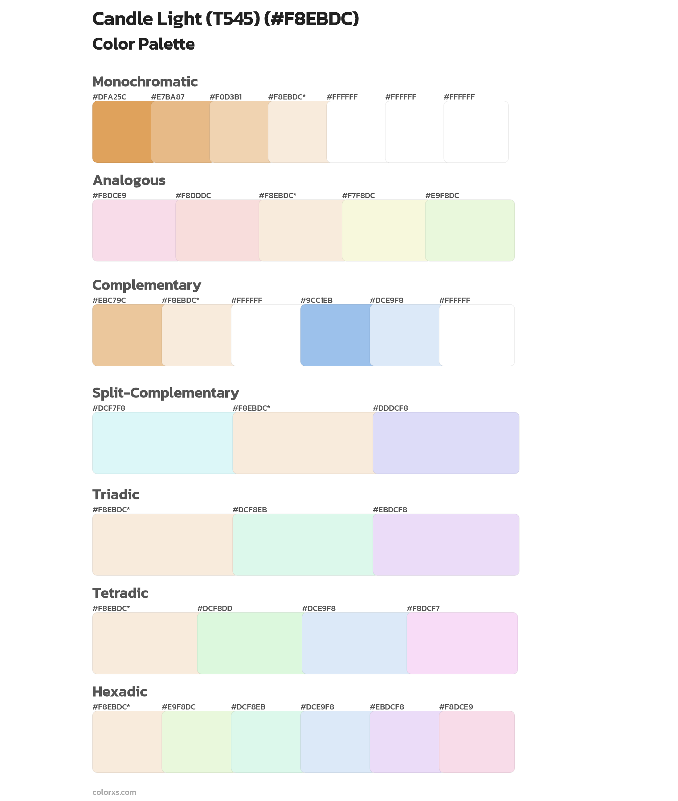Candle Light (T545) Color Scheme Palettes