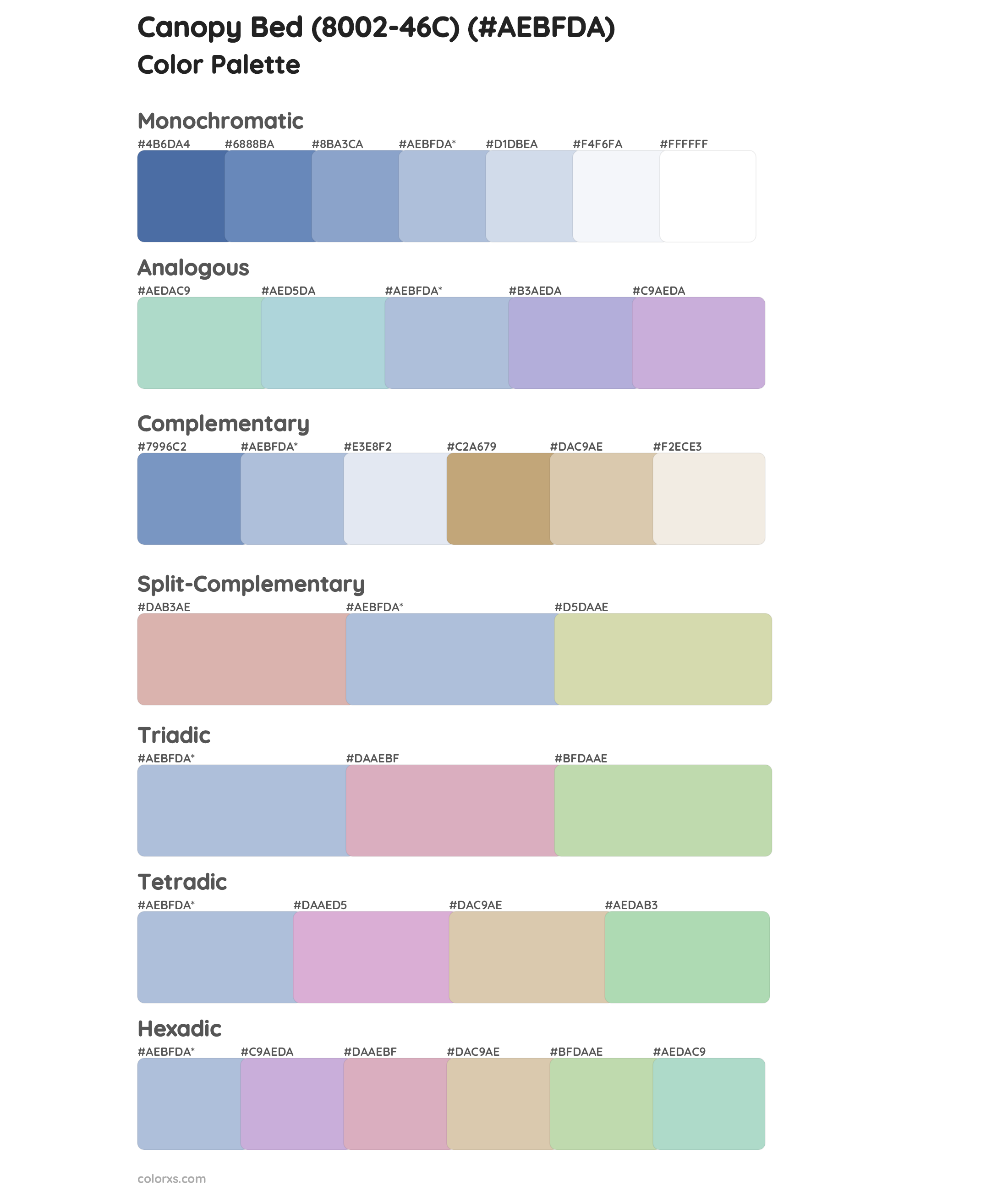 Canopy Bed (8002-46C) Color Scheme Palettes