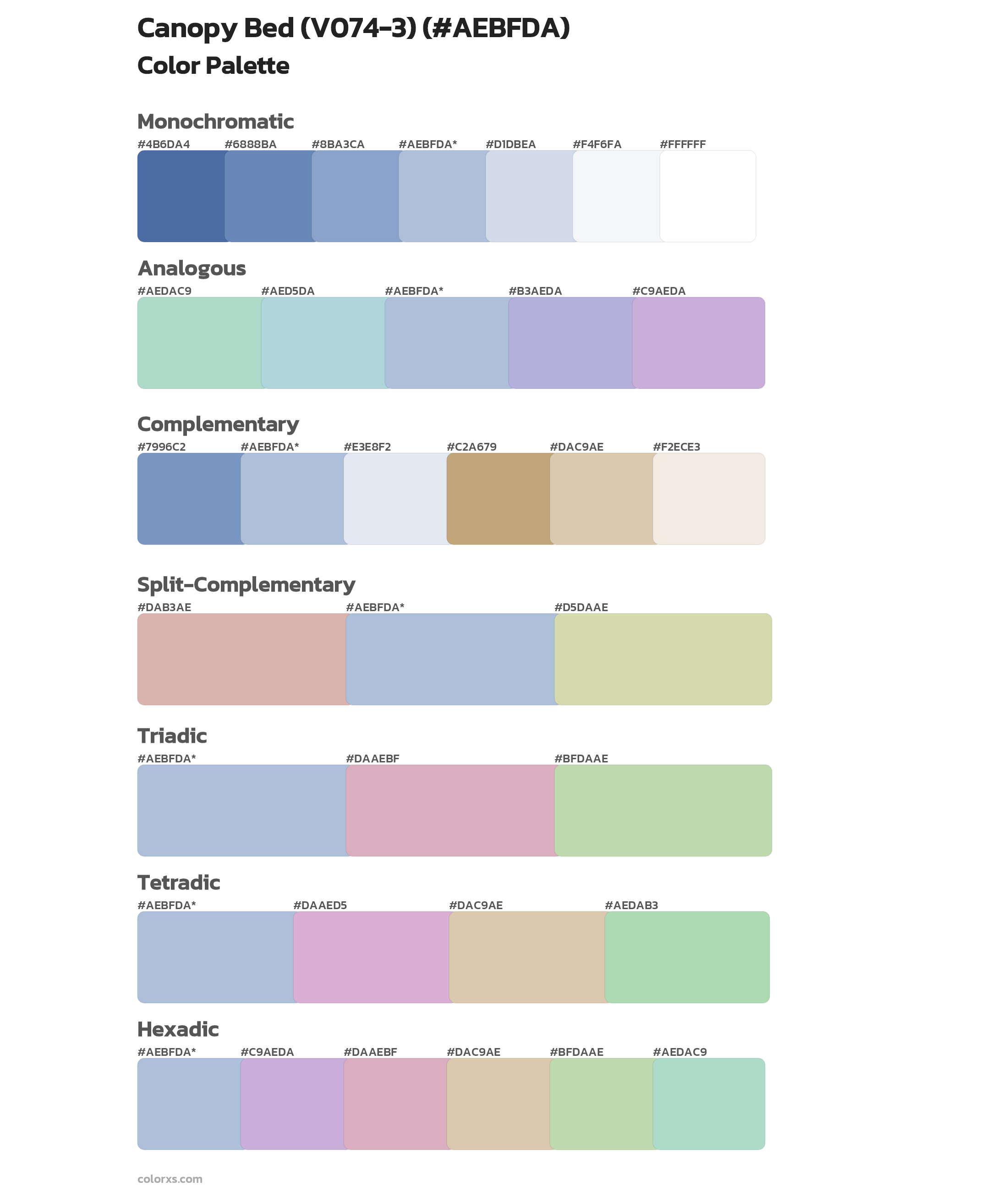 Canopy Bed (V074-3) Color Scheme Palettes