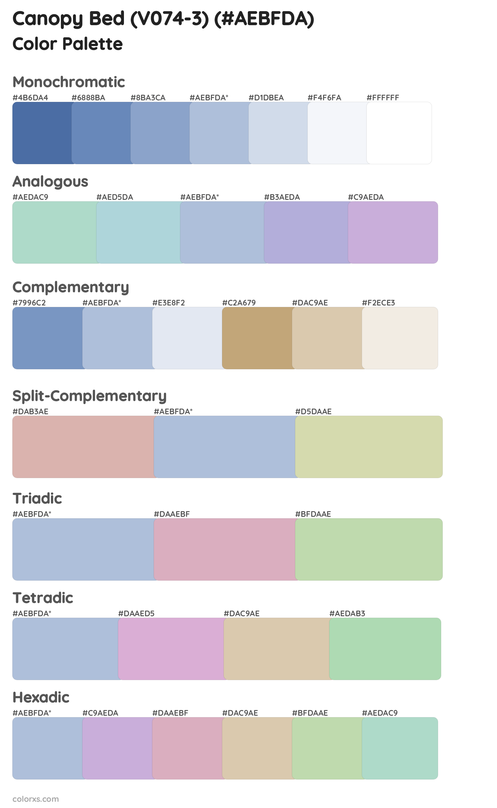 Canopy Bed (V074-3) Color Scheme Palettes