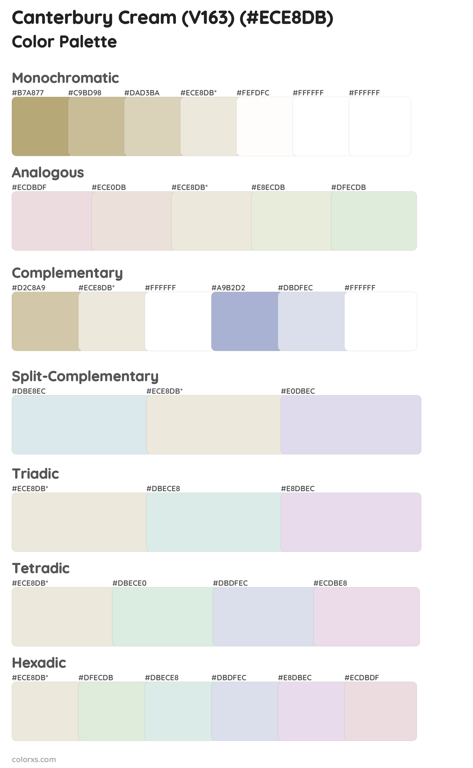 Canterbury Cream (V163) Color Scheme Palettes