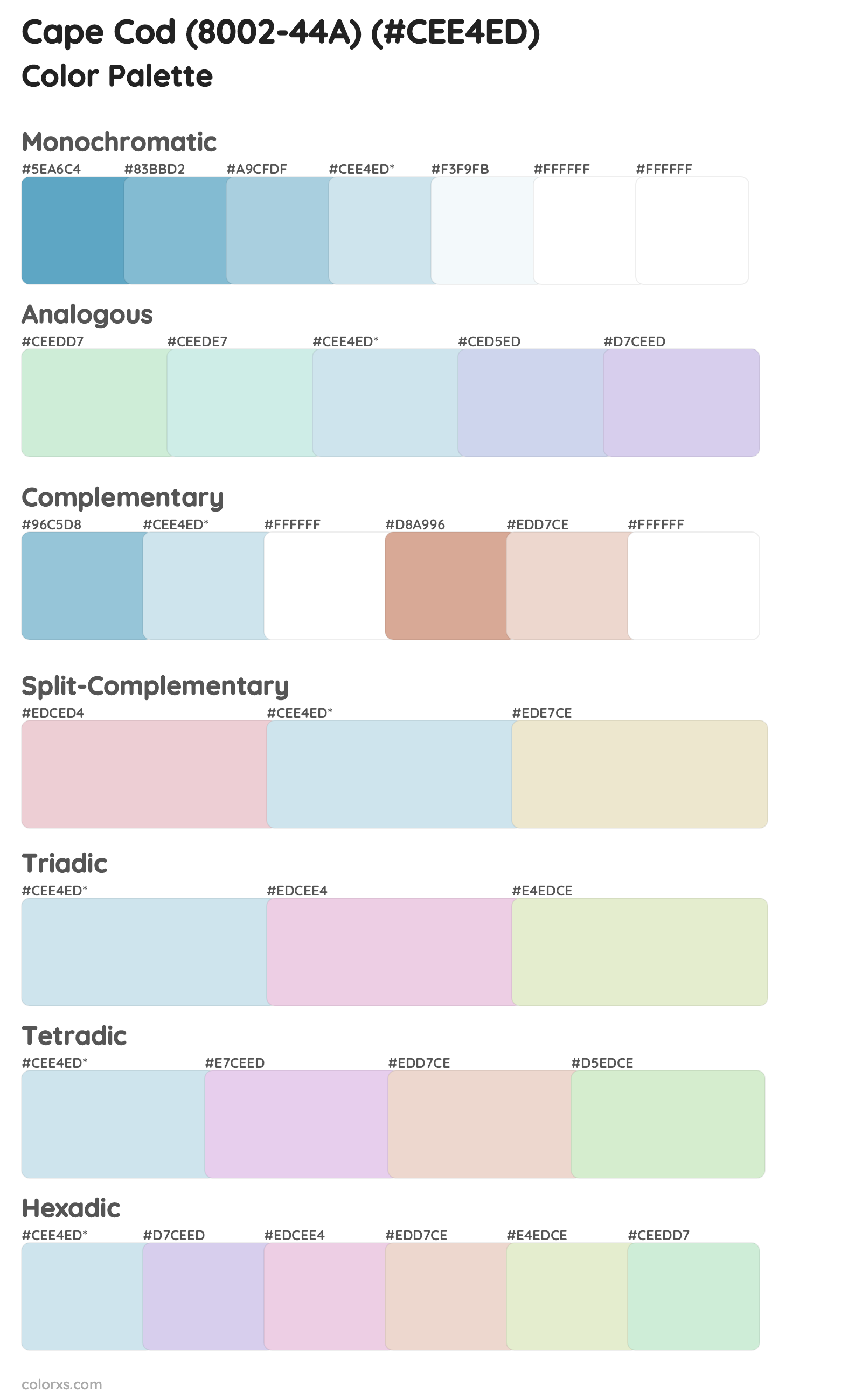 Cape Cod (8002-44A) Color Scheme Palettes