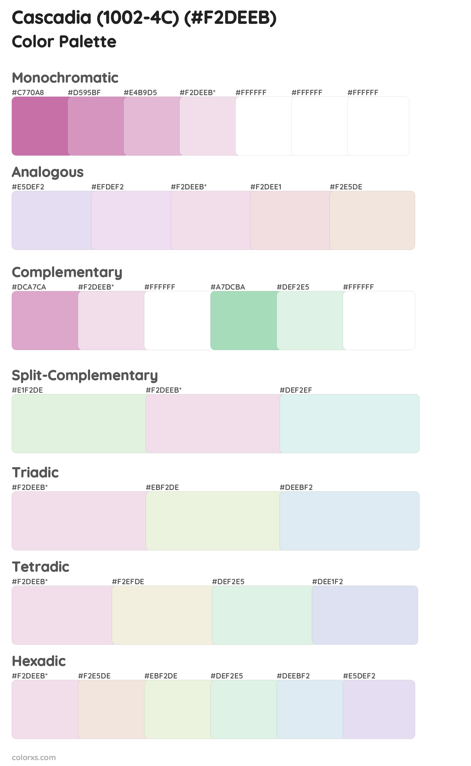 Cascadia (1002-4C) Color Scheme Palettes