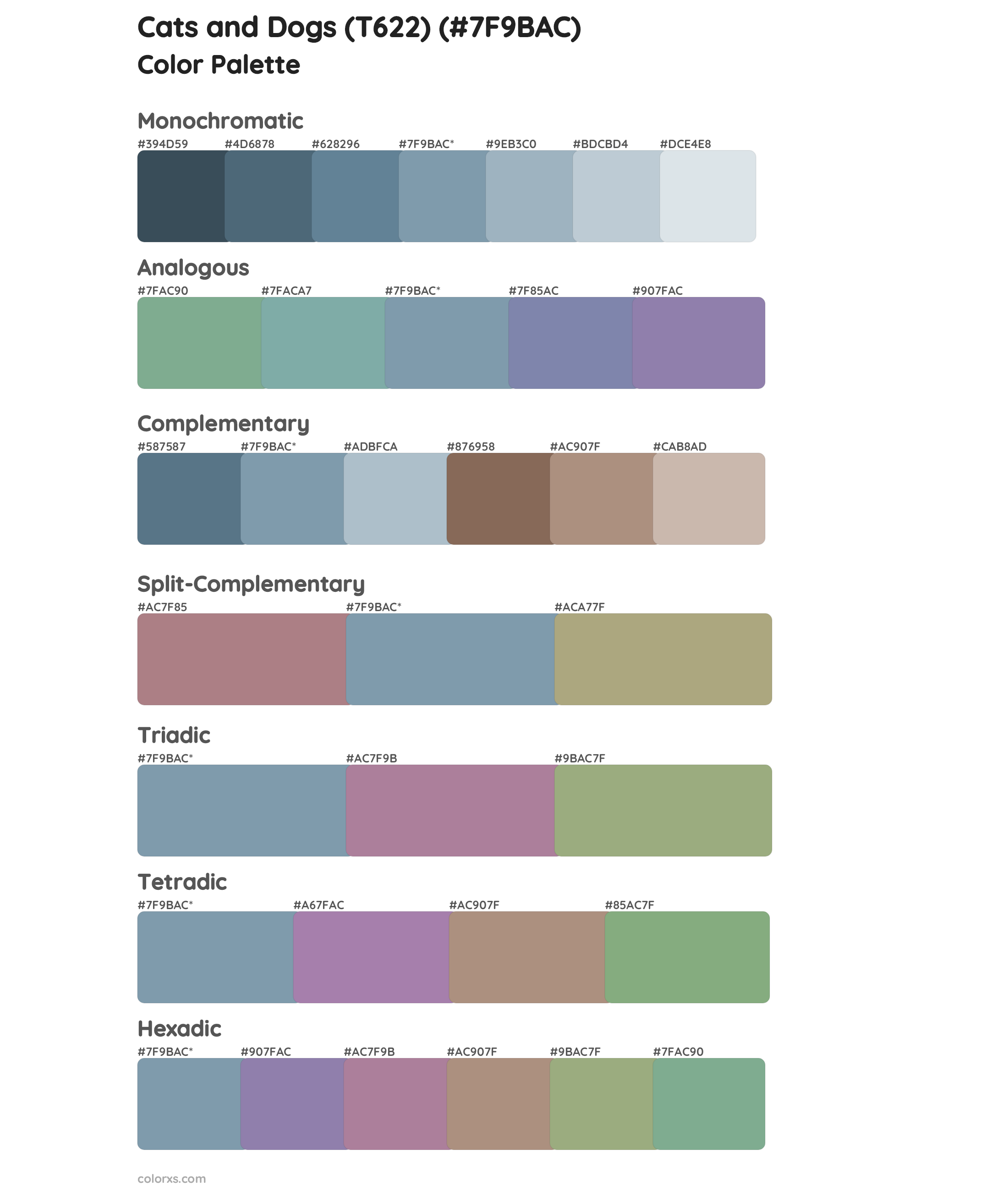 Cats and Dogs (T622) Color Scheme Palettes