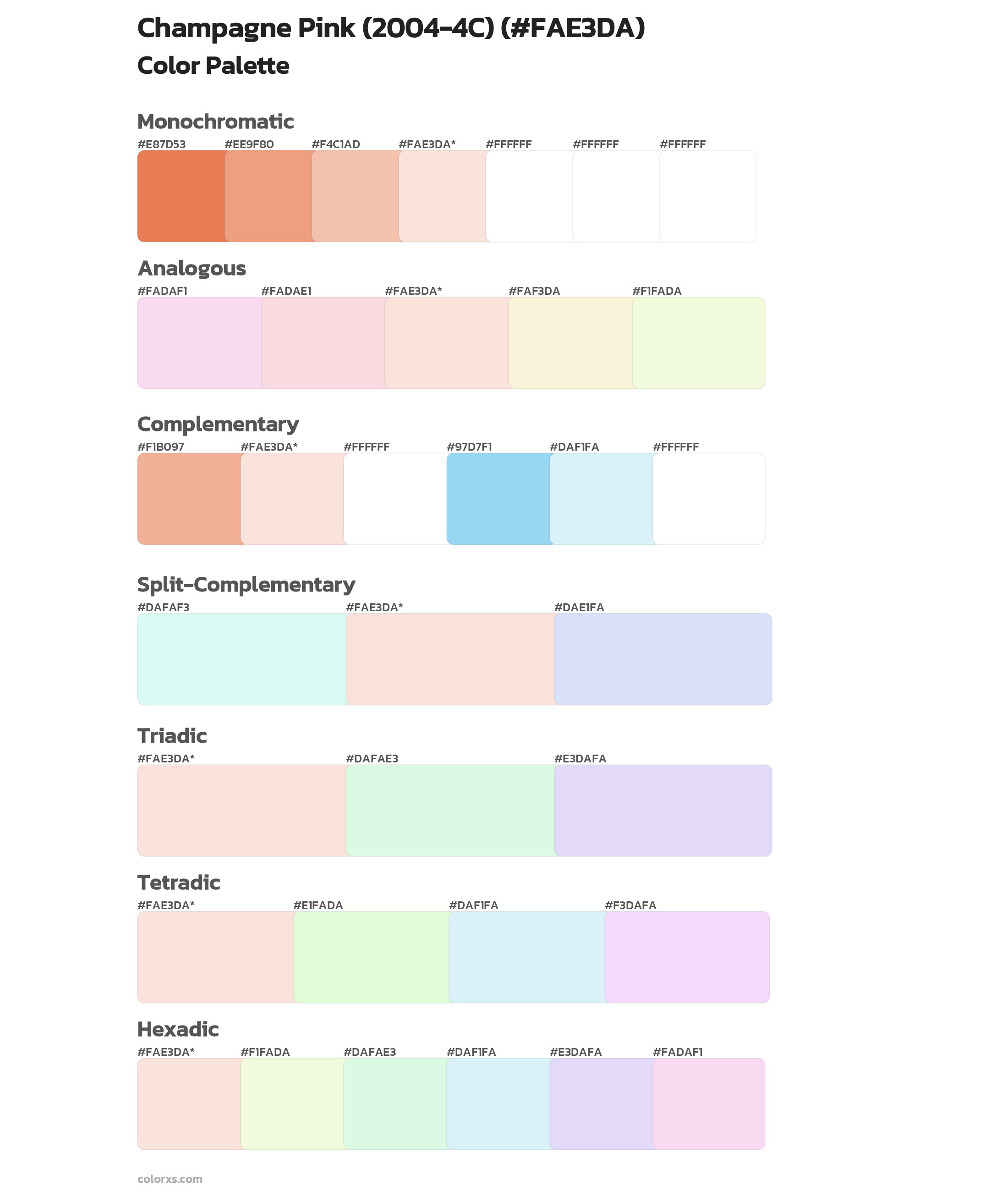 Champagne Pink (2004-4C) Color Scheme Palettes
