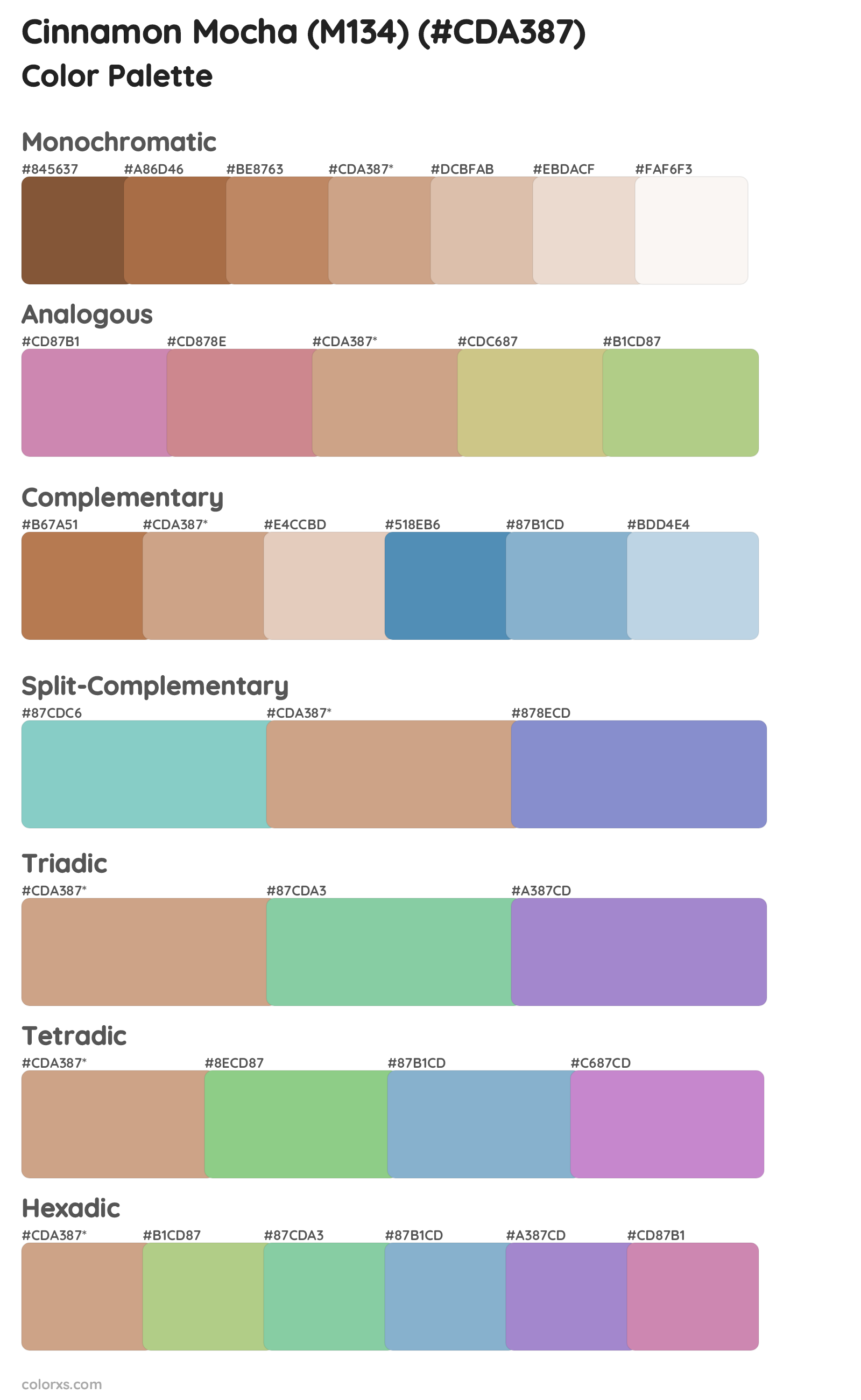 Cinnamon Mocha (M134) Color Scheme Palettes