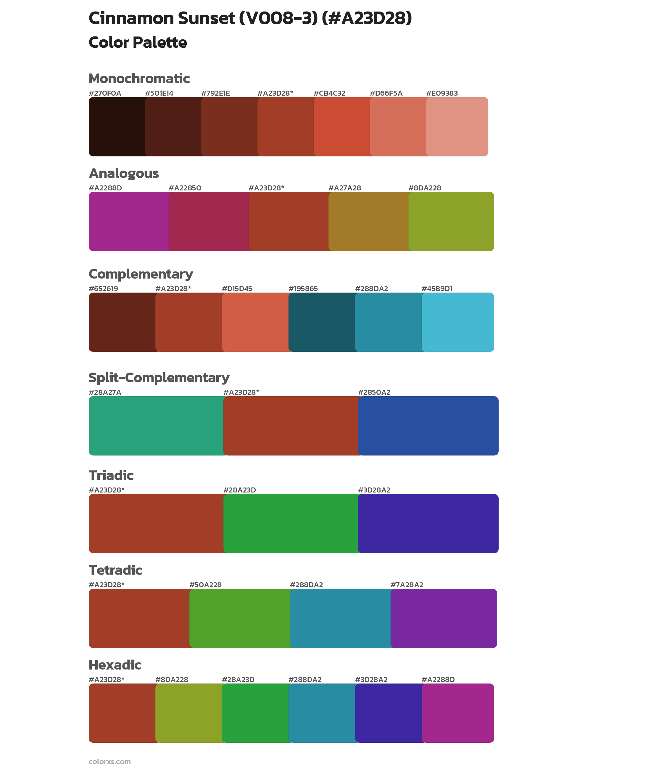 Cinnamon Sunset (V008-3) Color Scheme Palettes
