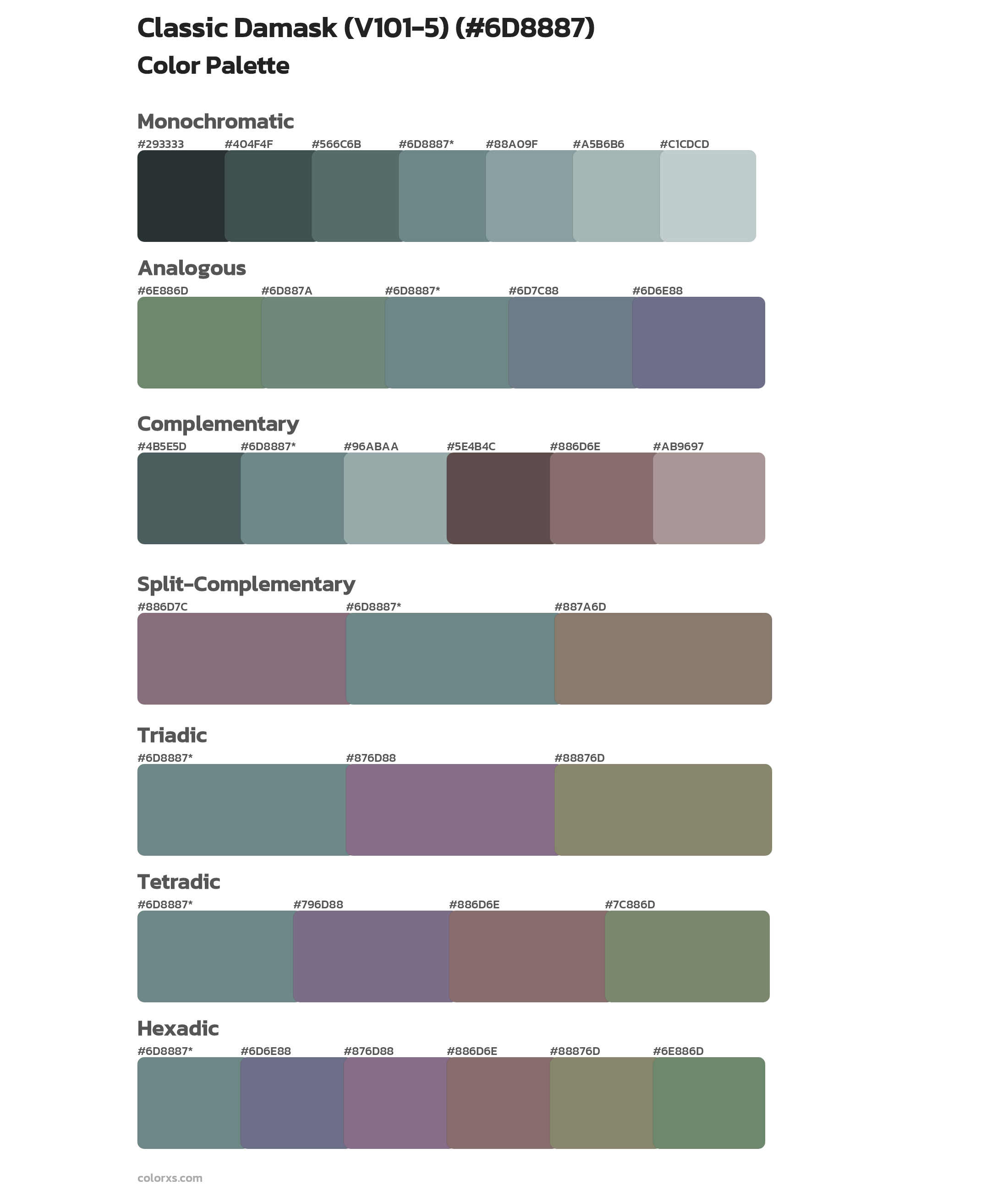 Classic Damask (V101-5) Color Scheme Palettes