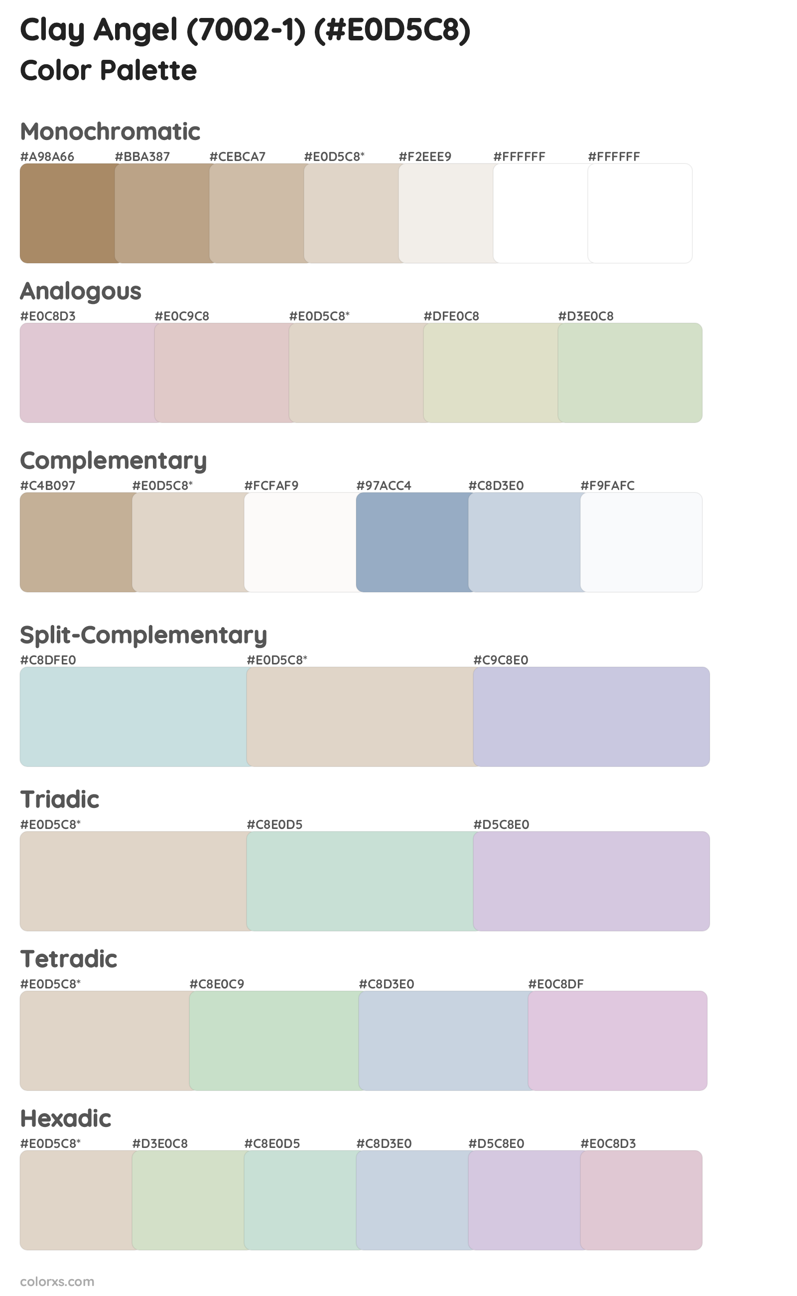 Clay Angel (7002-1) Color Scheme Palettes