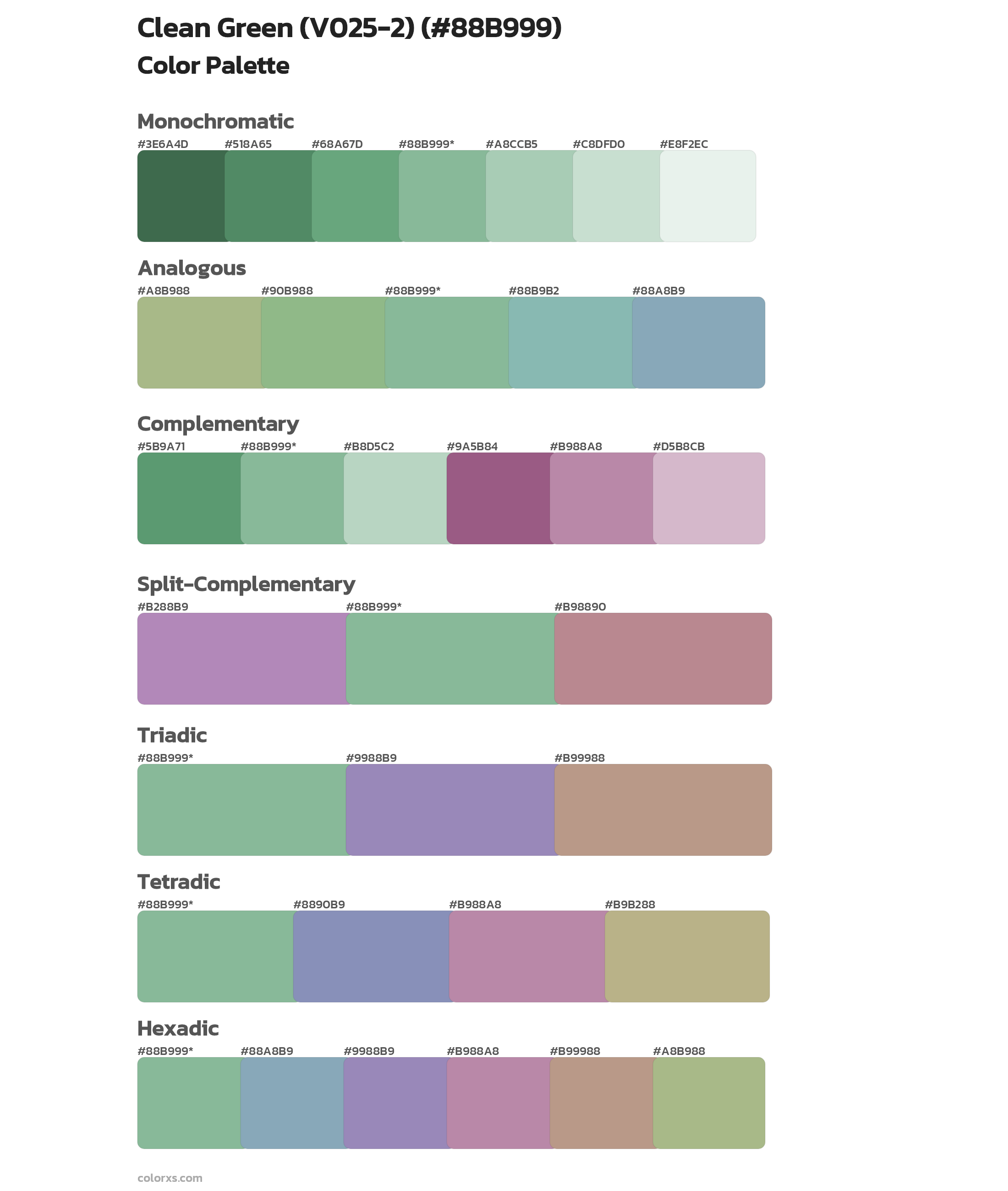 Clean Green (V025-2) Color Scheme Palettes