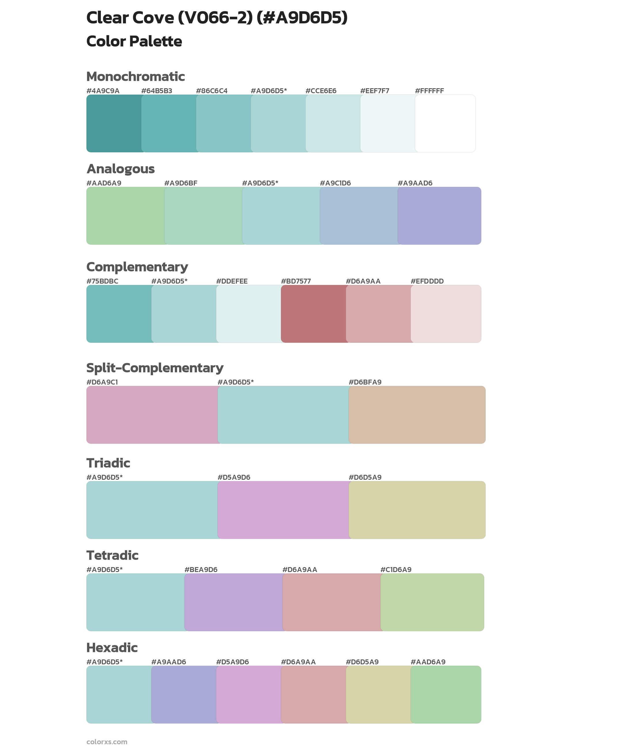 Clear Cove (V066-2) Color Scheme Palettes