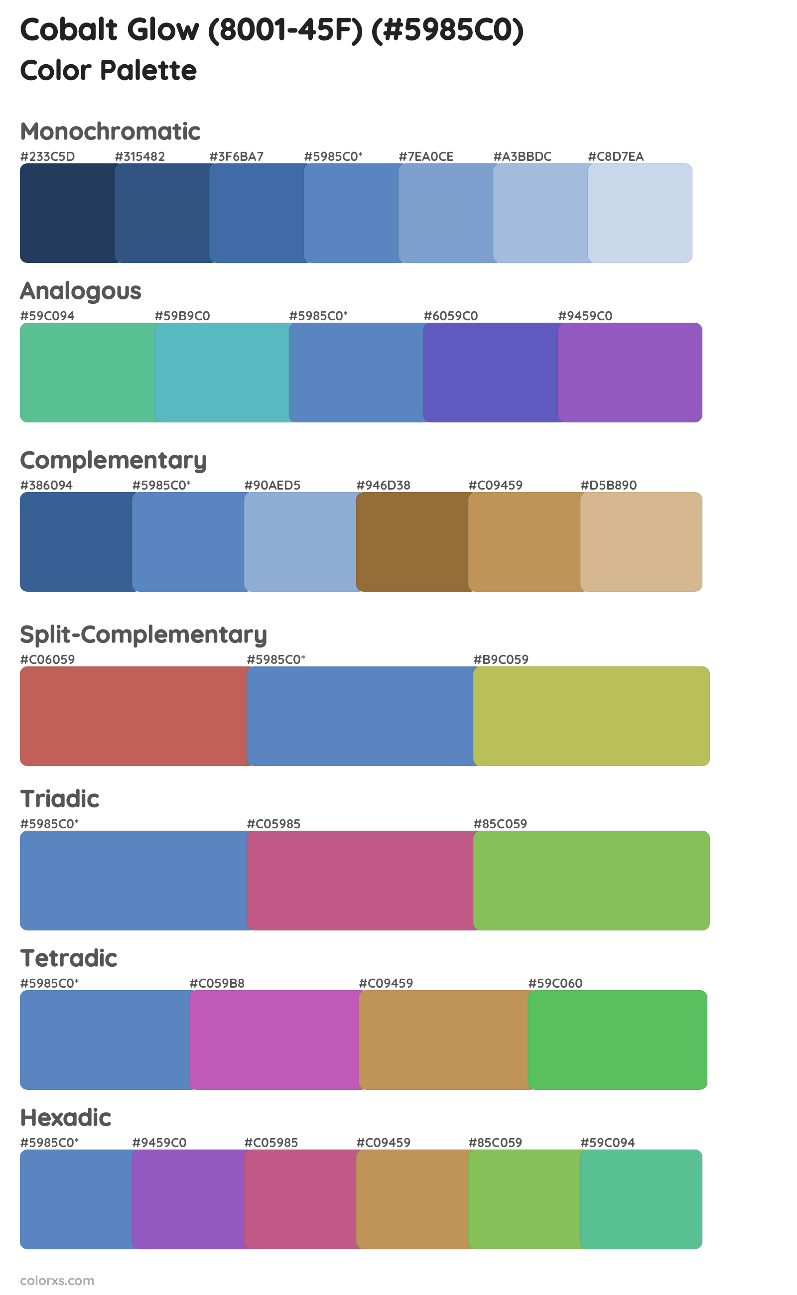 Cobalt Glow (8001-45F) Color Scheme Palettes