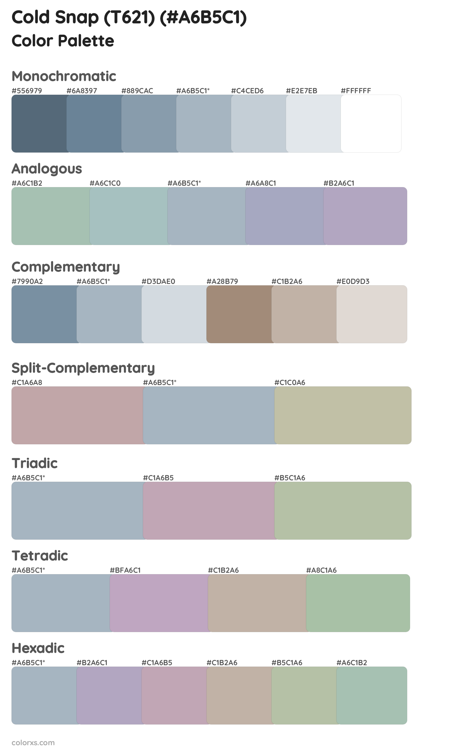 Cold Snap (T621) Color Scheme Palettes
