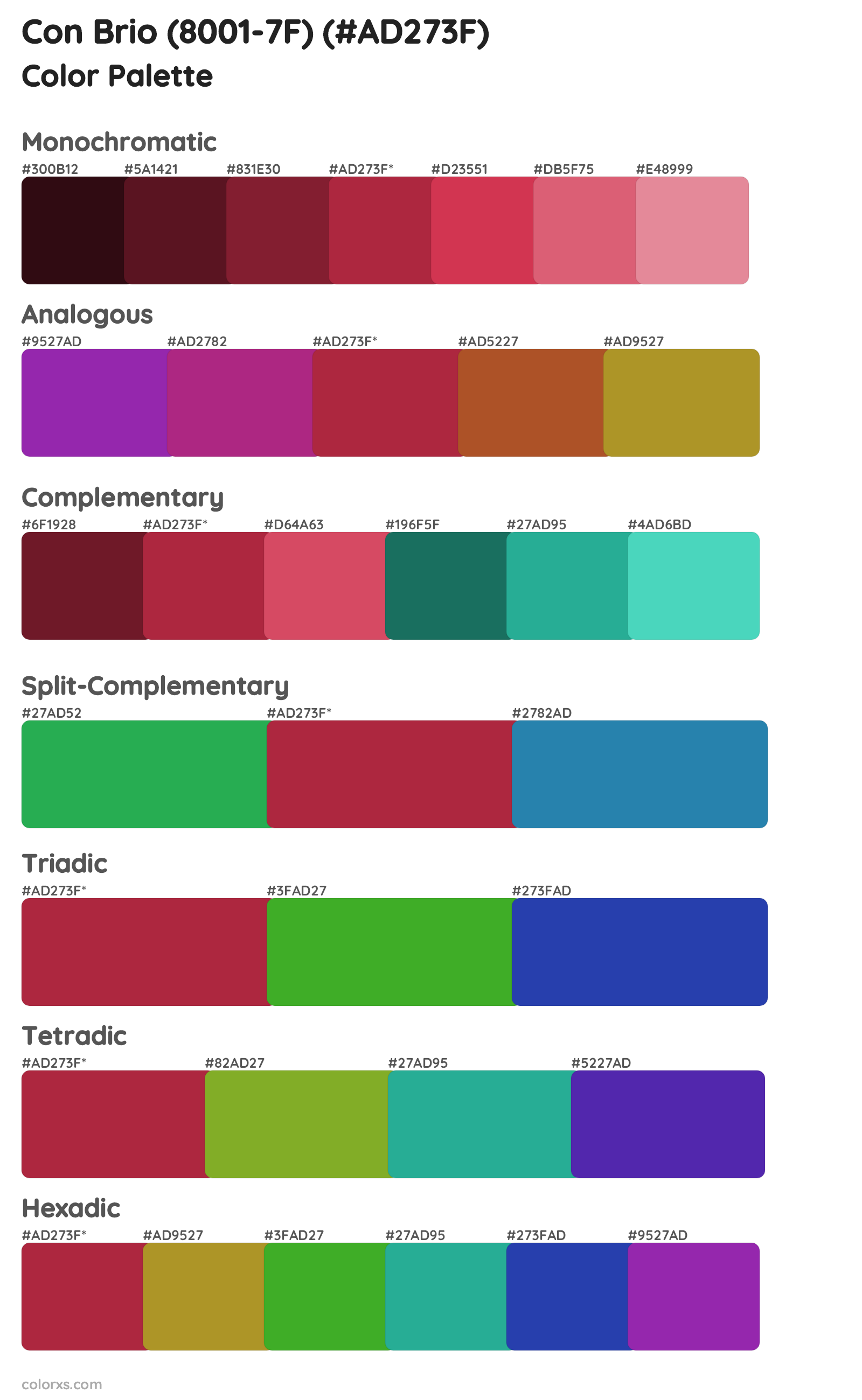 Con Brio (8001-7F) Color Scheme Palettes