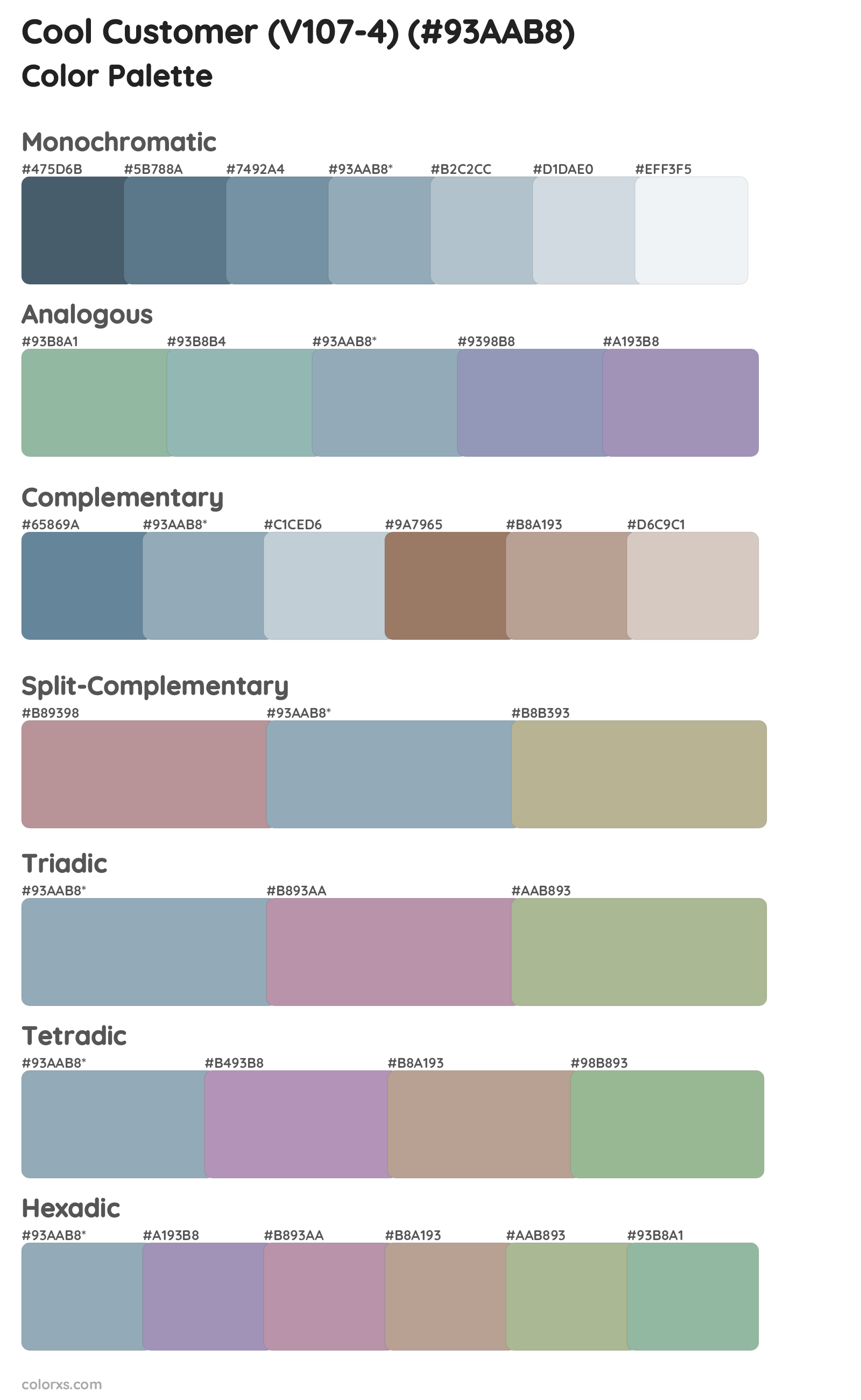 Cool Customer (V107-4) Color Scheme Palettes
