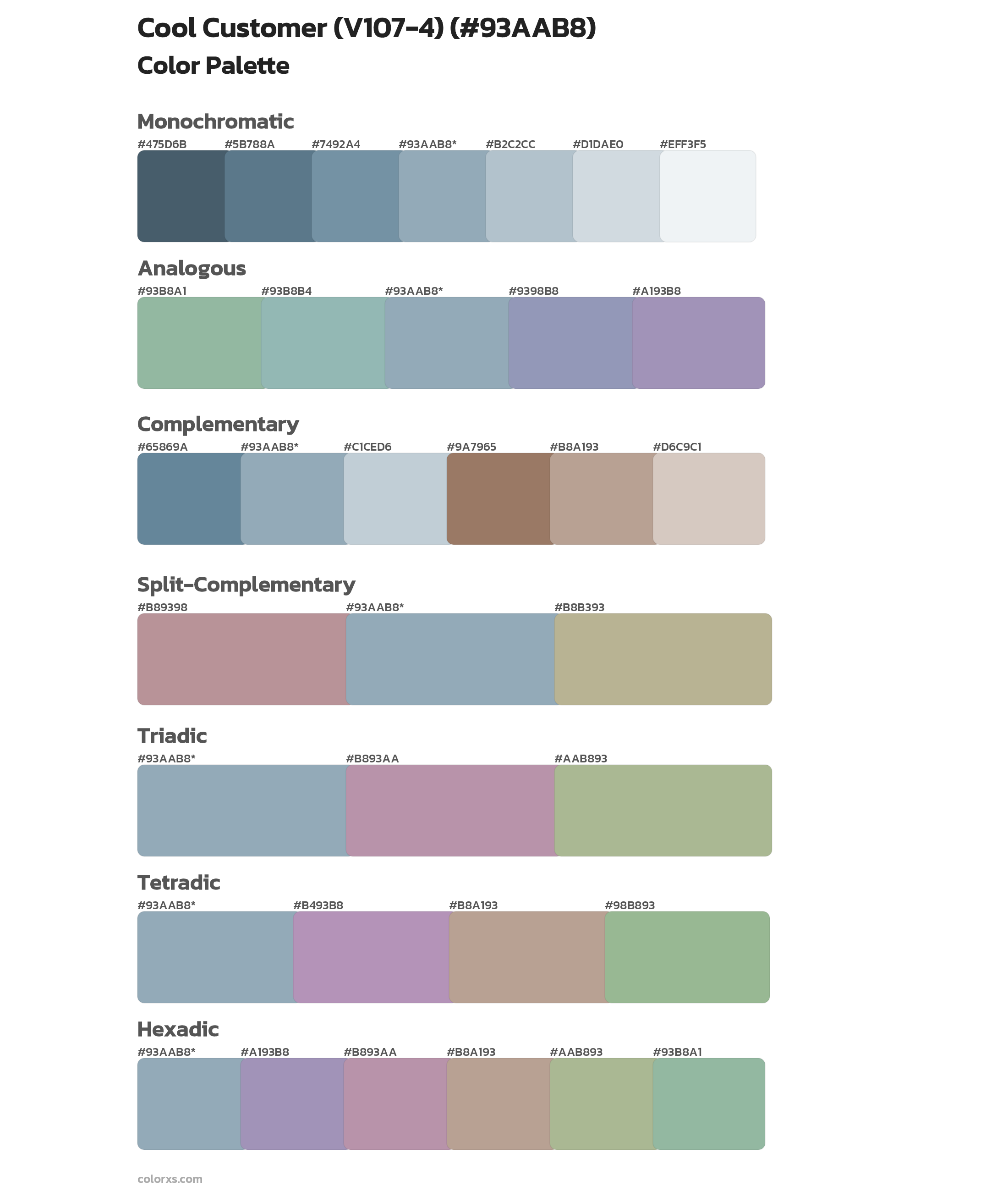 Cool Customer (V107-4) Color Scheme Palettes