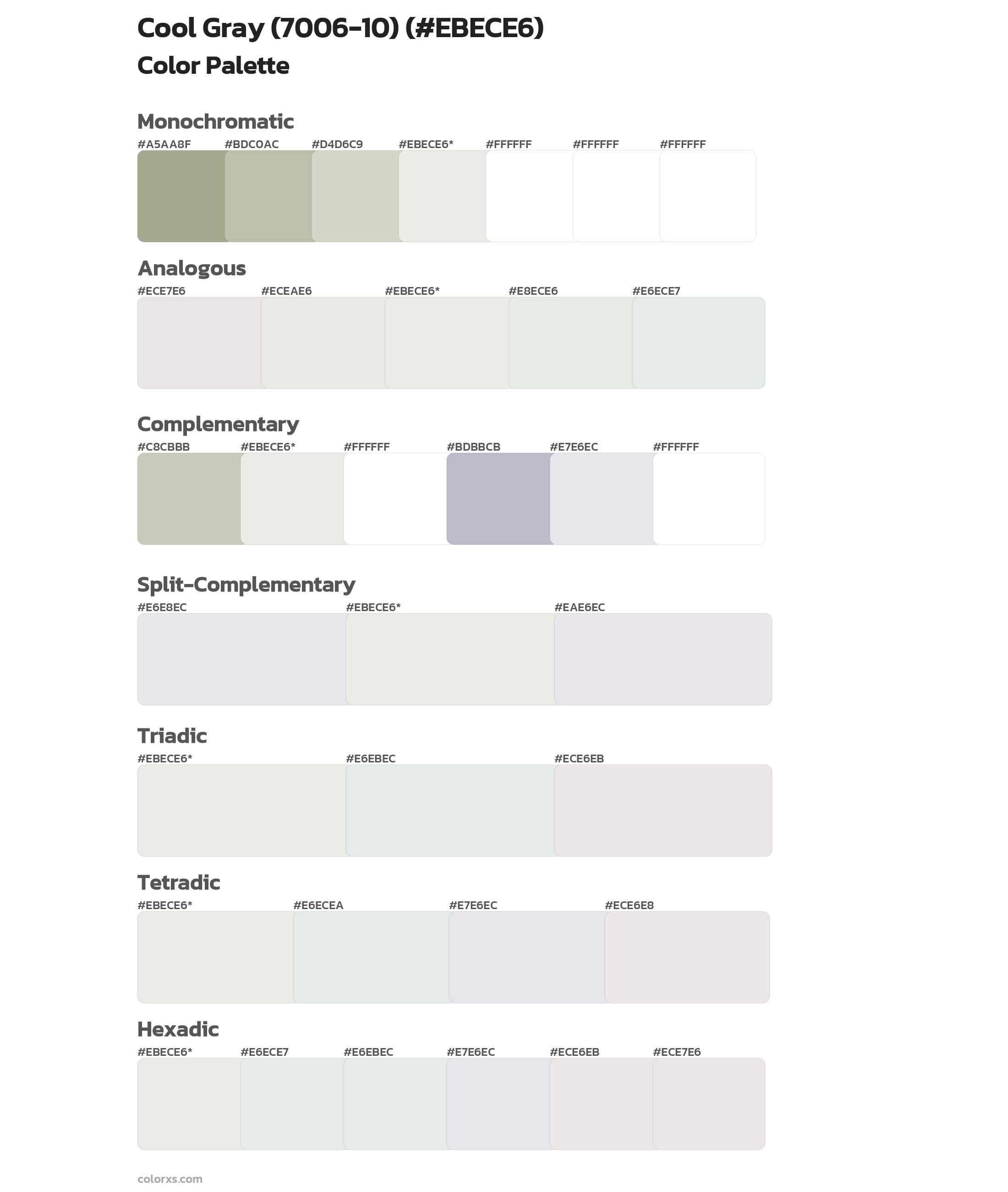 Cool Gray (7006-10) Color Scheme Palettes