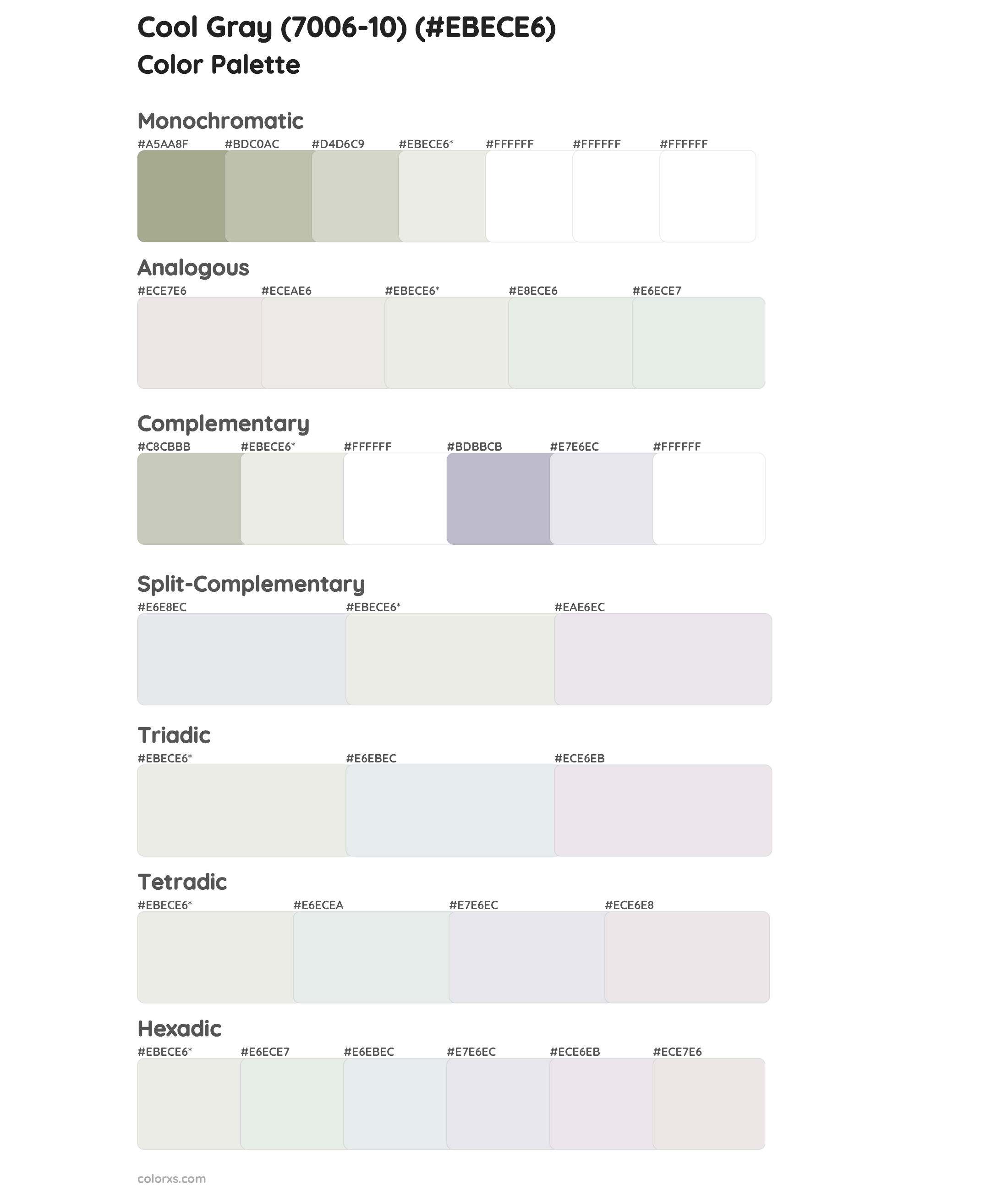 Cool Gray (7006-10) Color Scheme Palettes