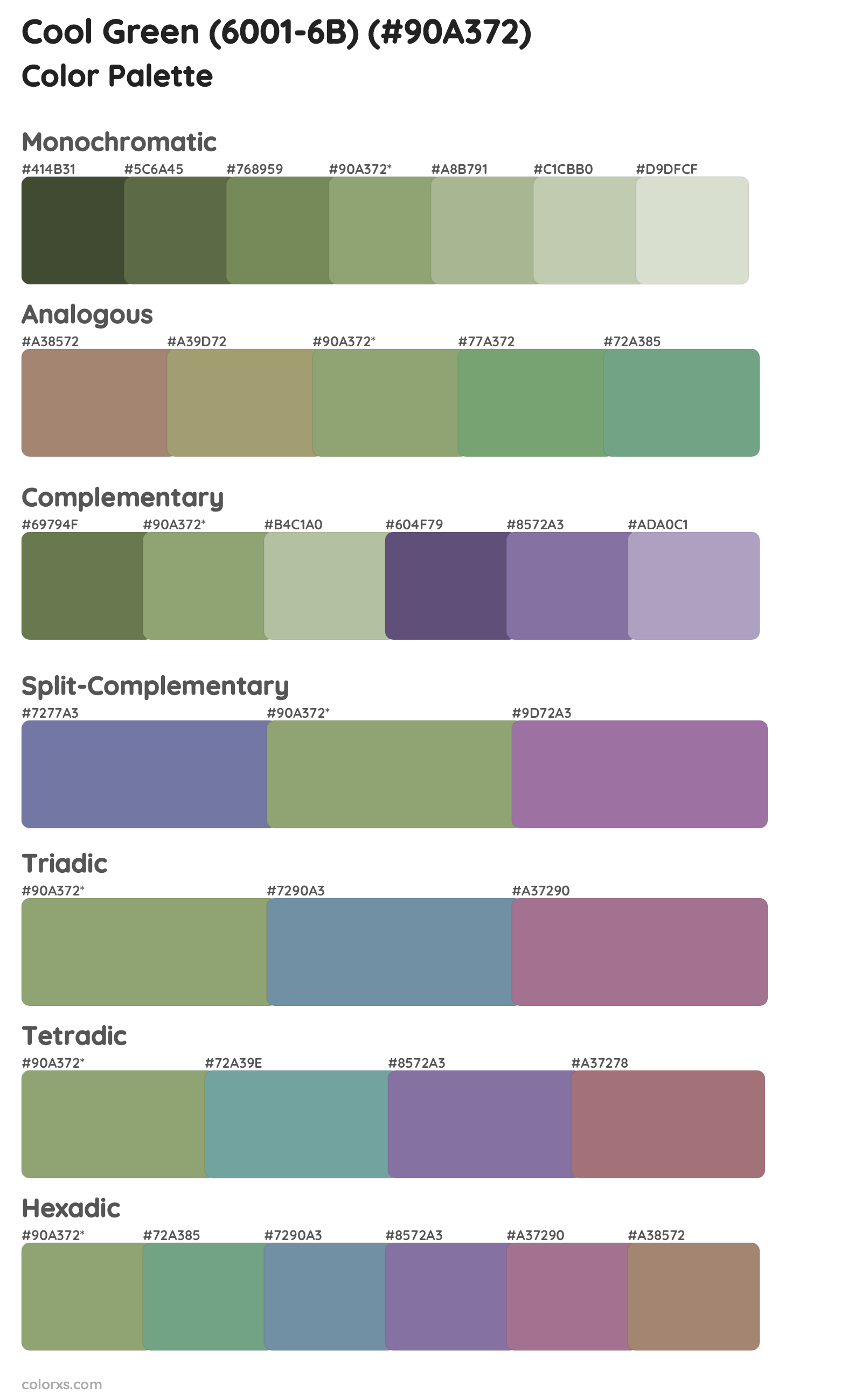 Cool Green (6001-6B) Color Scheme Palettes