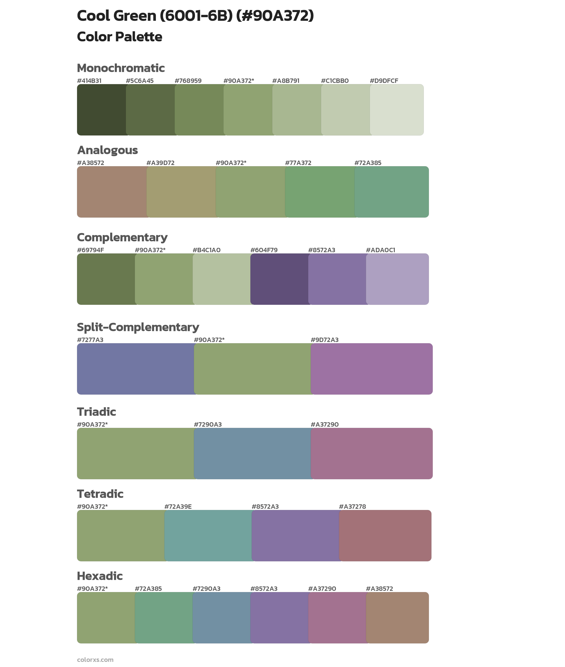 Cool Green (6001-6B) Color Scheme Palettes