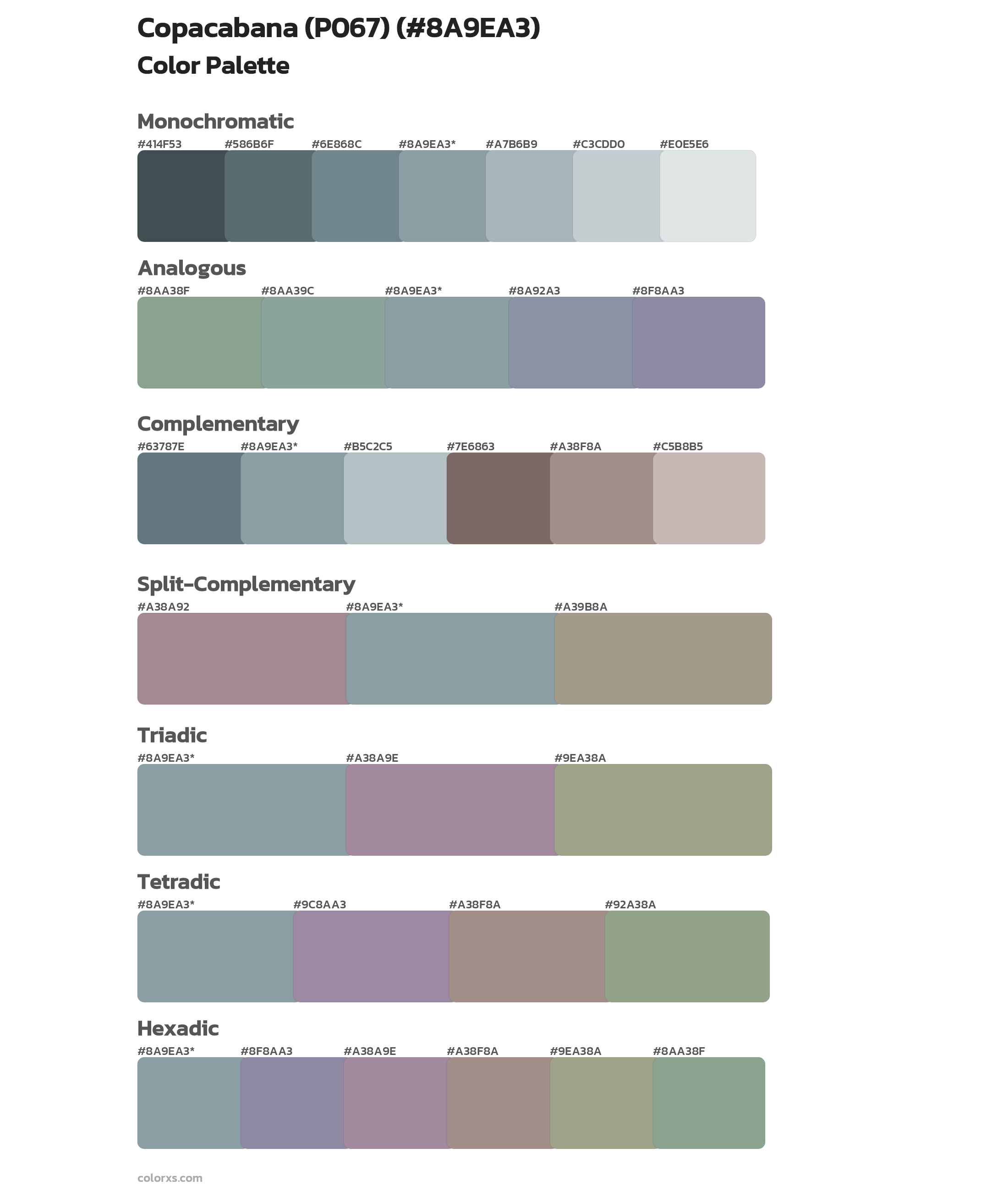 Copacabana (P067) Color Scheme Palettes