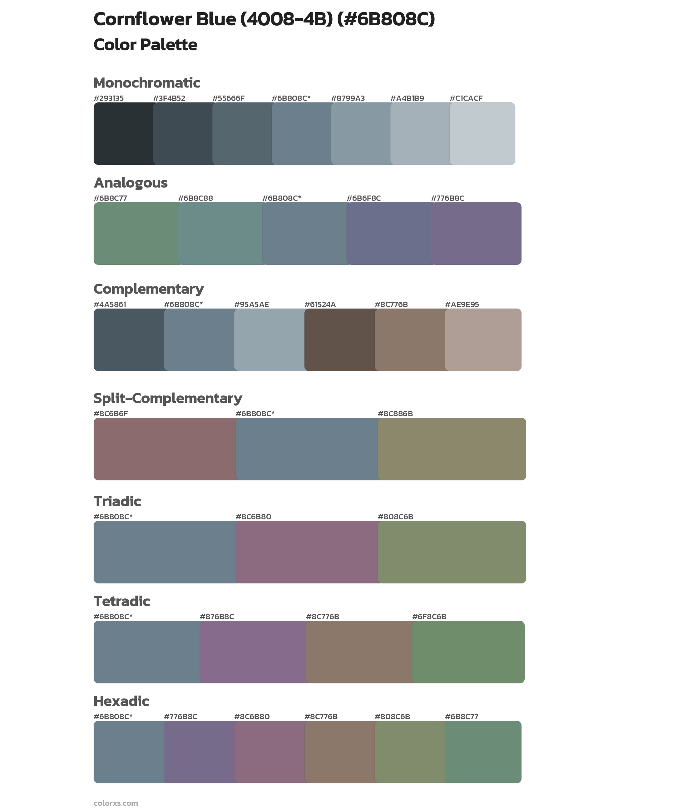 Cornflower Blue (4008-4B) Color Scheme Palettes