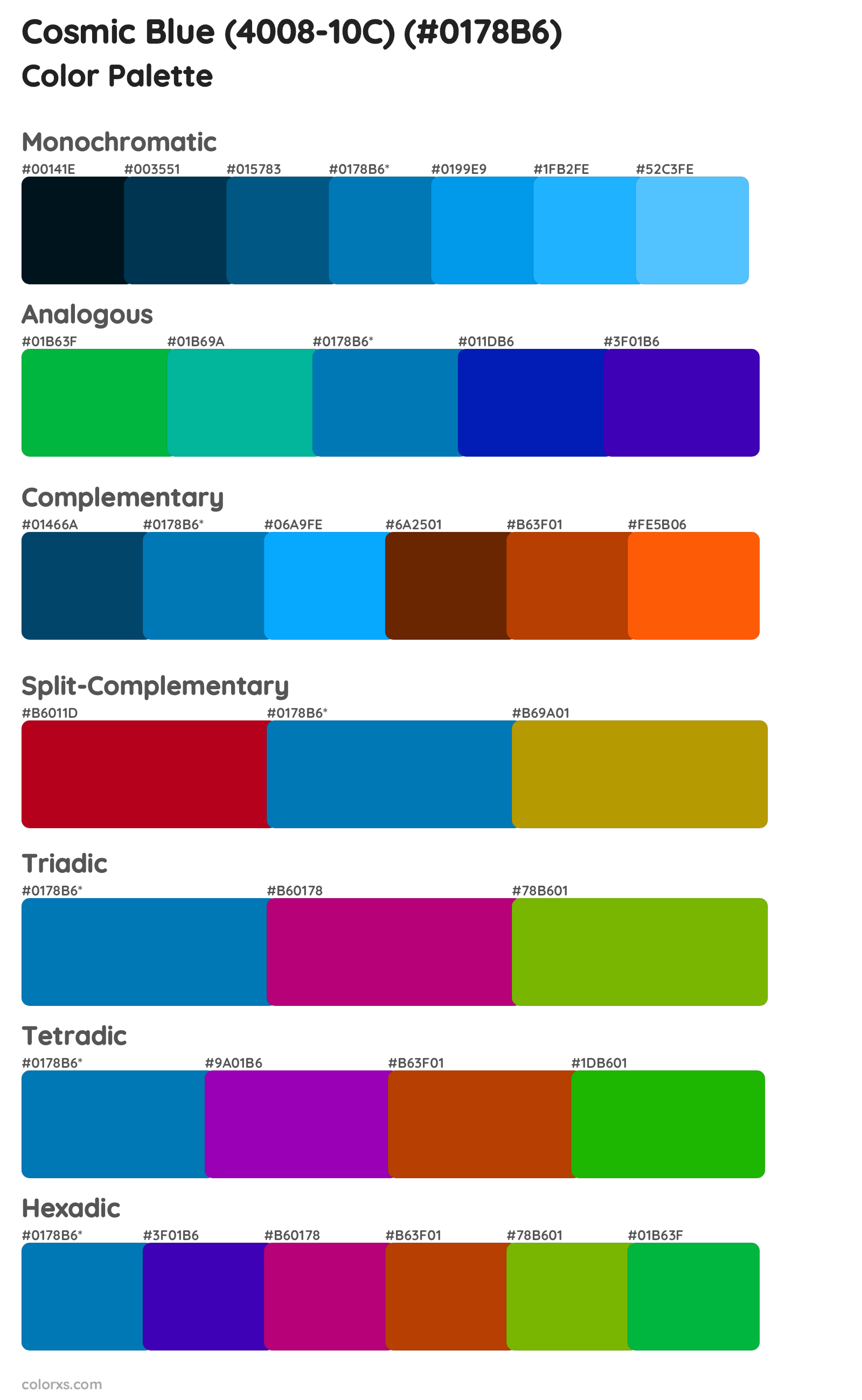 Cosmic Blue (4008-10C) Color Scheme Palettes