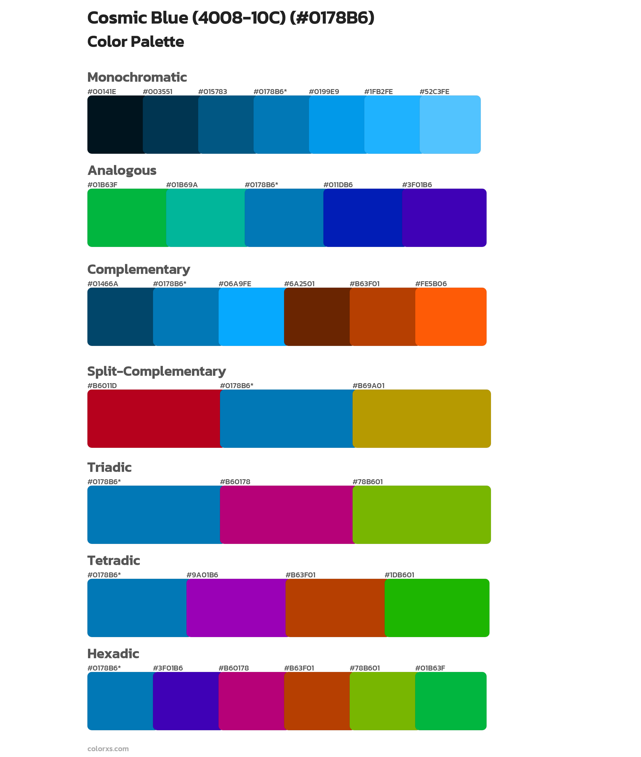 Cosmic Blue (4008-10C) Color Scheme Palettes