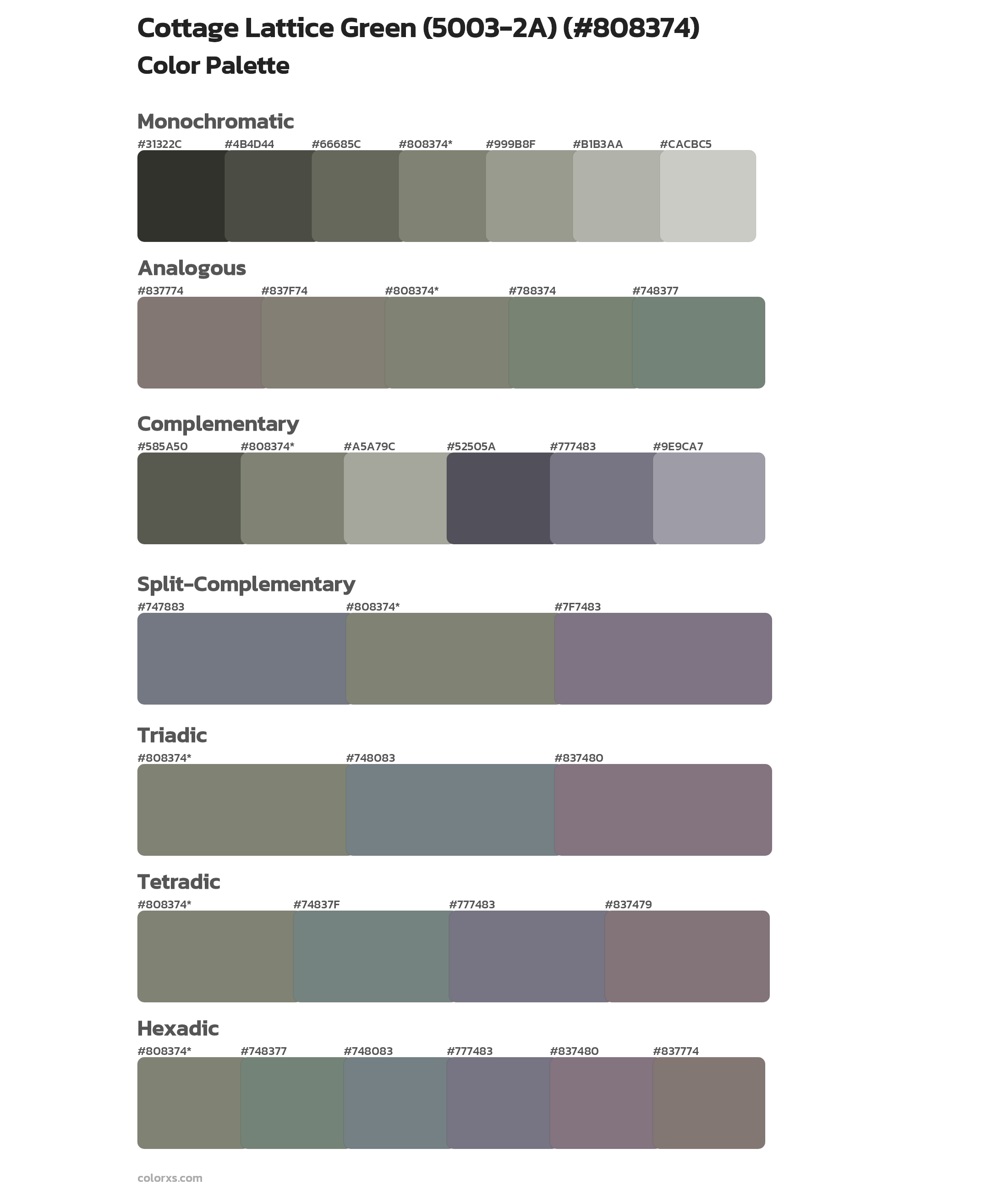 Cottage Lattice Green (5003-2A) Color Scheme Palettes