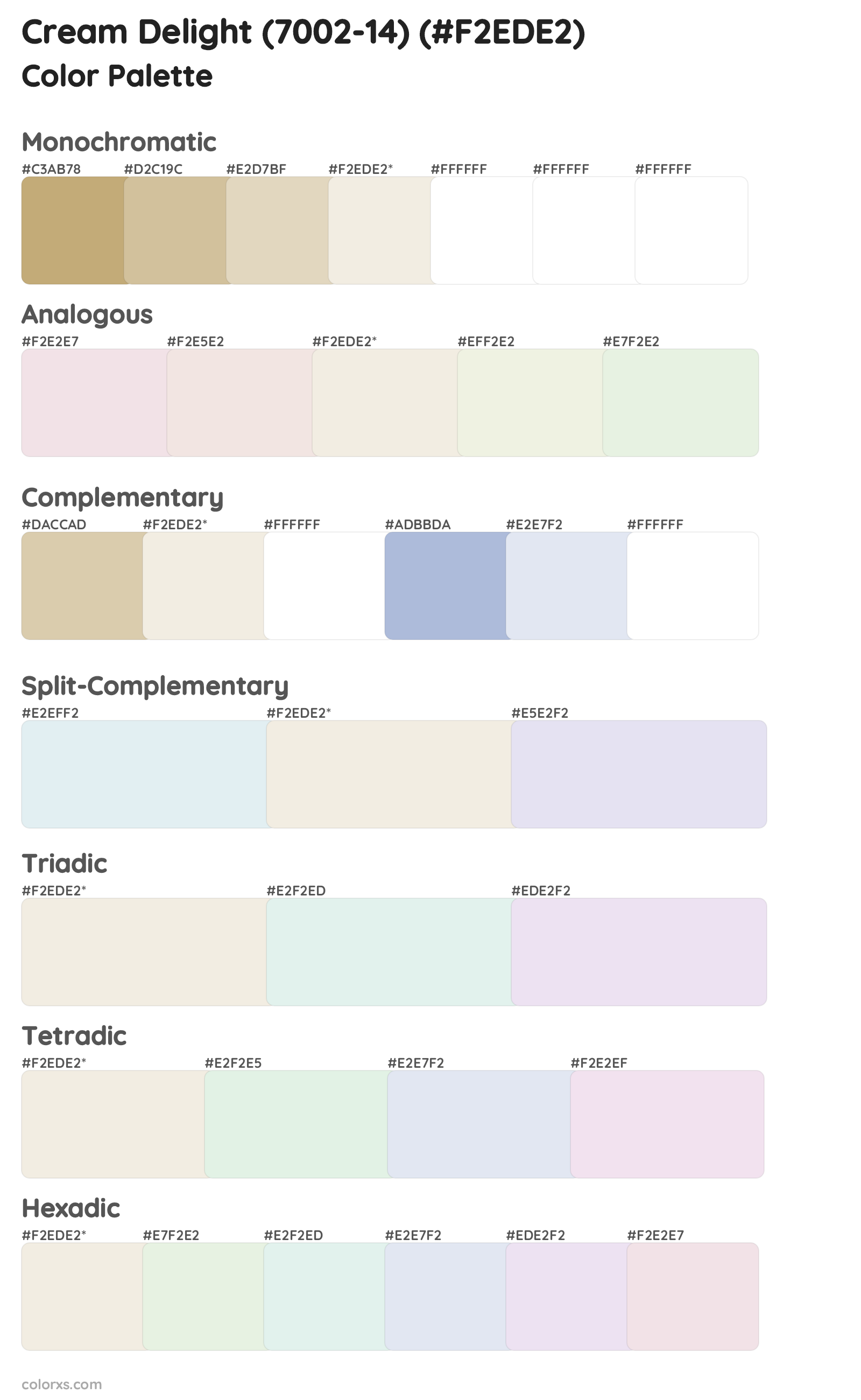 Cream Delight (7002-14) Color Scheme Palettes