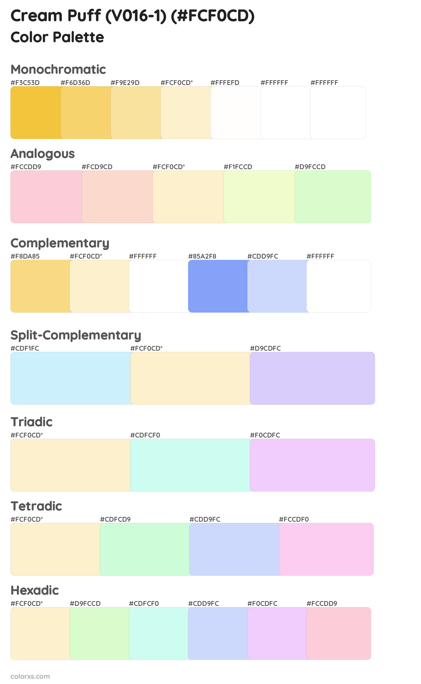 Cream Puff (V016-1) Color Scheme Palettes