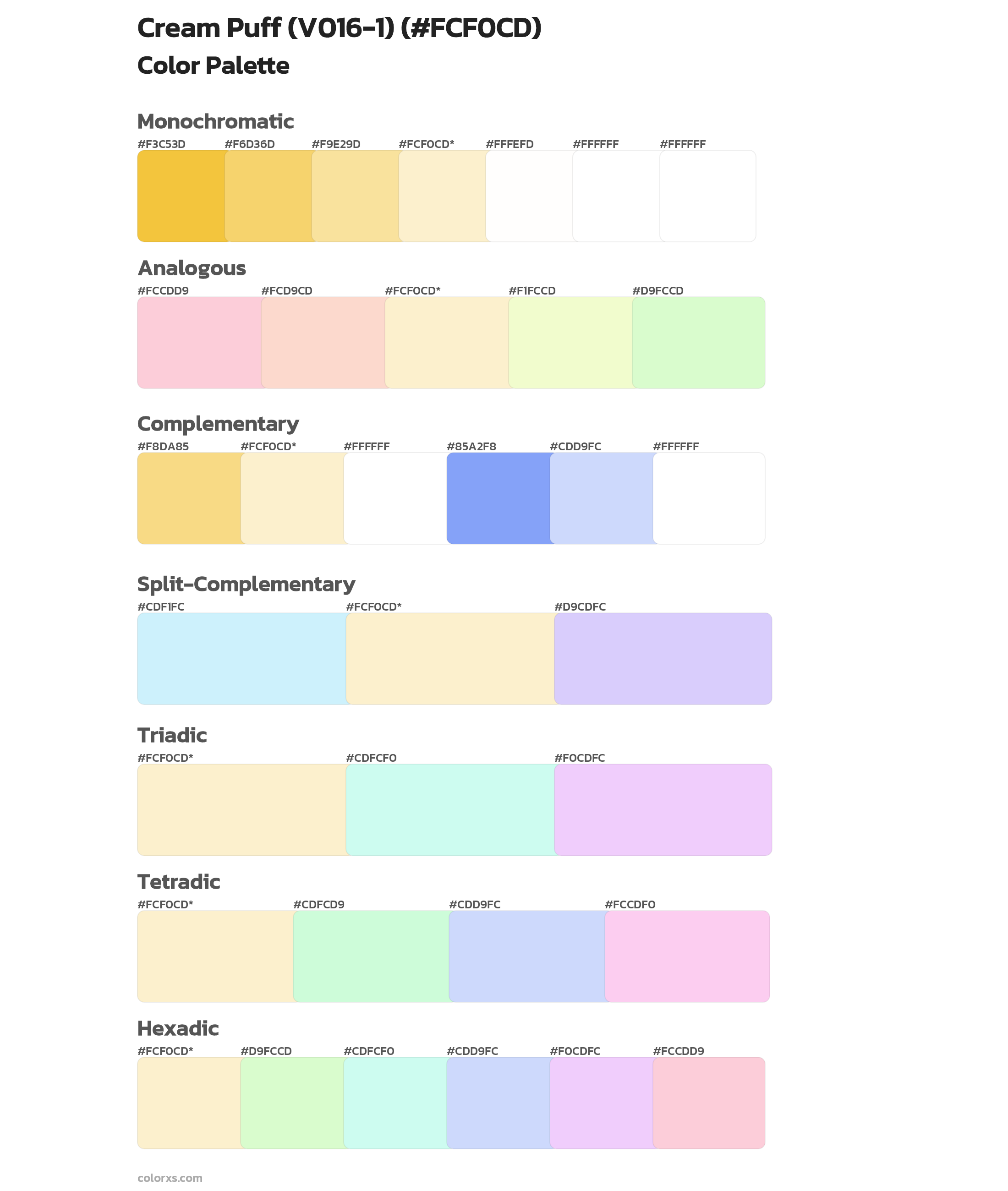 Cream Puff (V016-1) Color Scheme Palettes