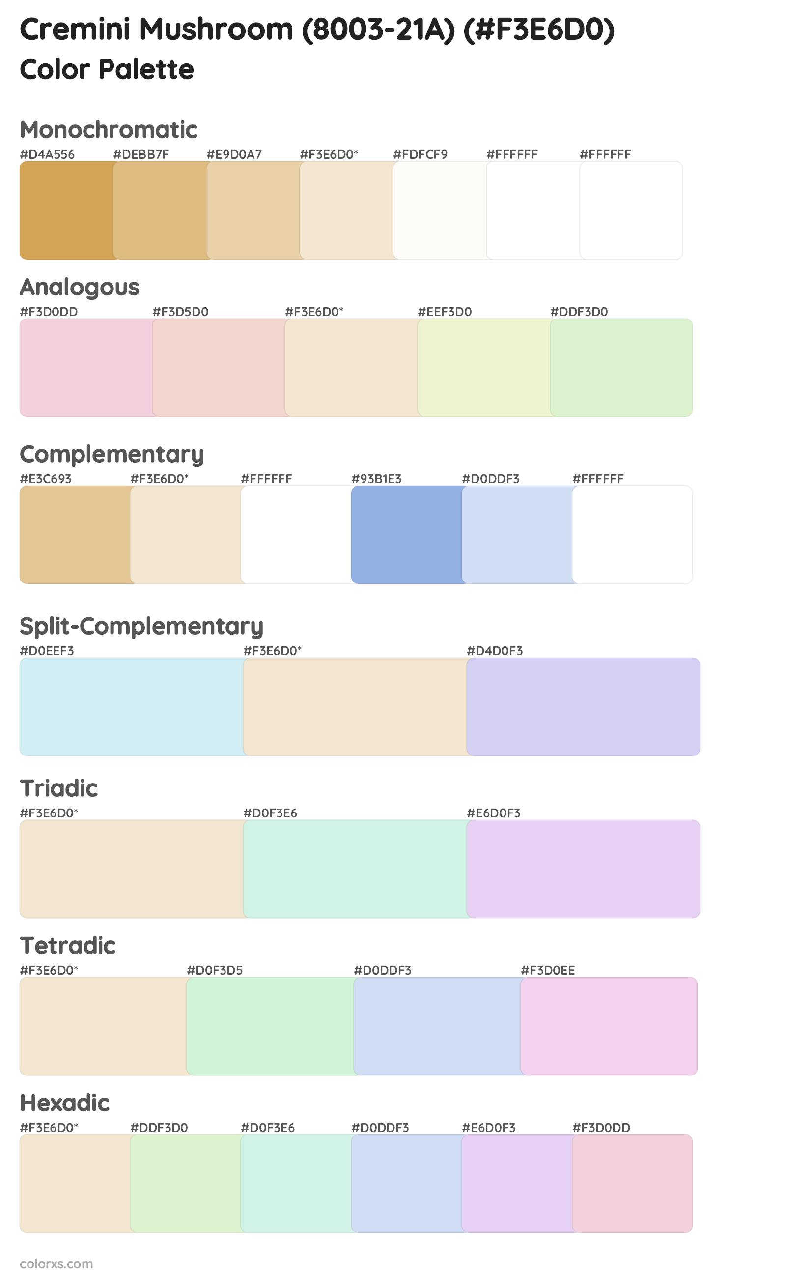 Cremini Mushroom (8003-21A) Color Scheme Palettes