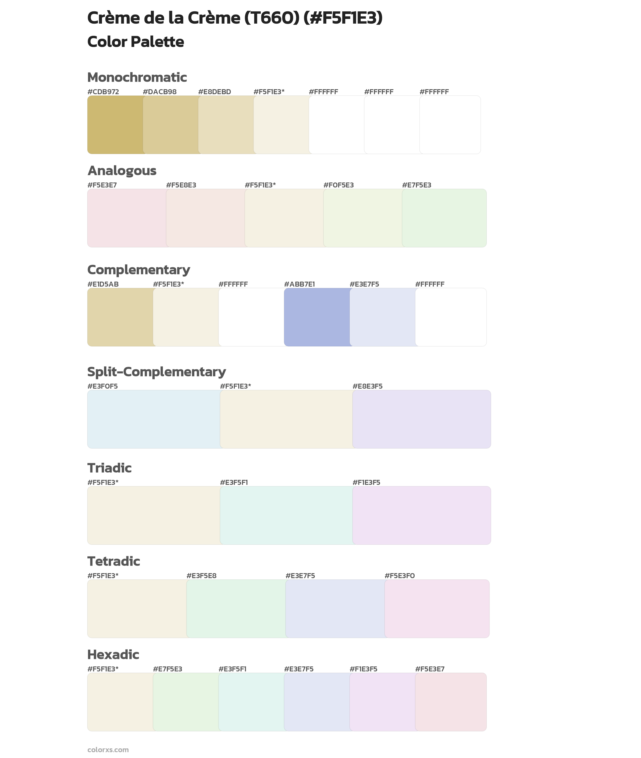 Crème de la Crème (T660) Color Scheme Palettes