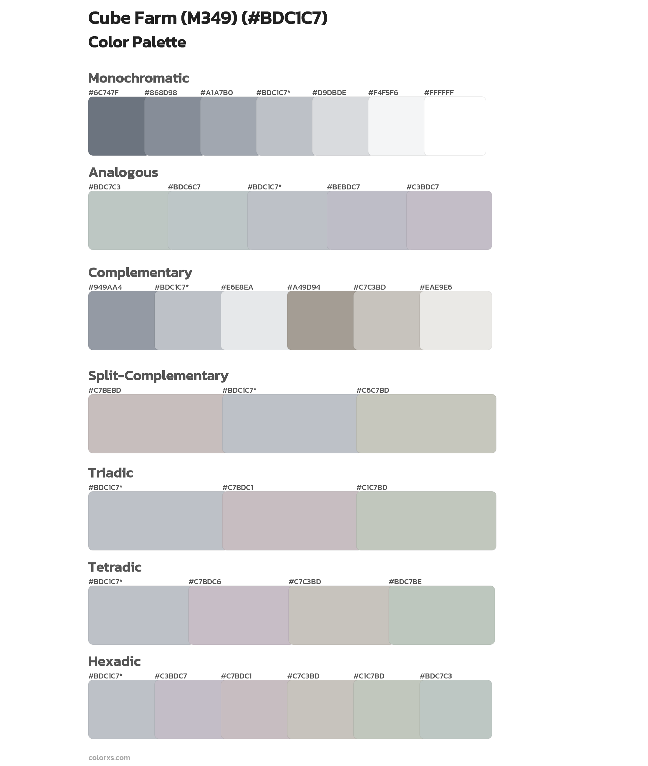 Cube Farm (M349) Color Scheme Palettes