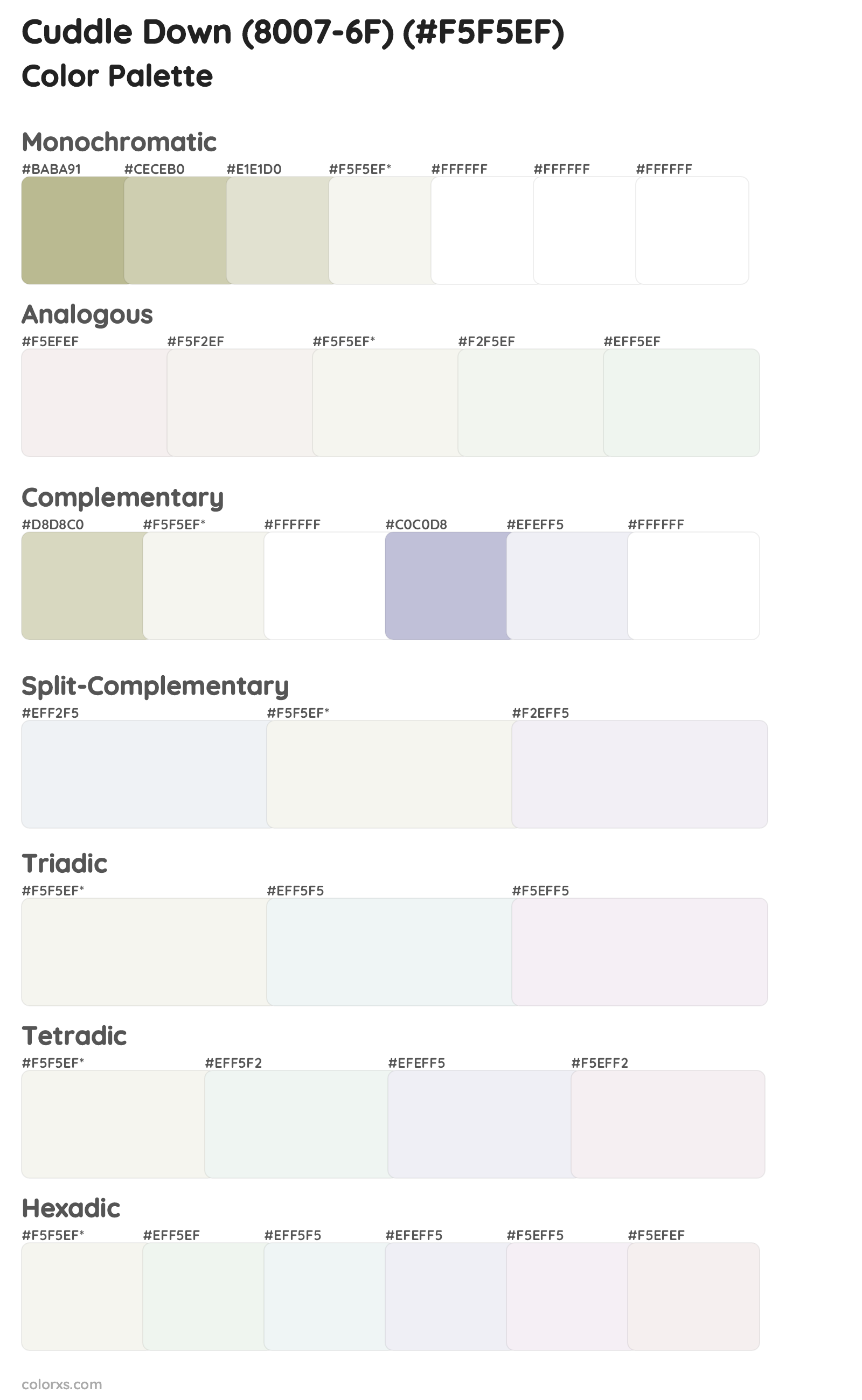 Cuddle Down (8007-6F) Color Scheme Palettes