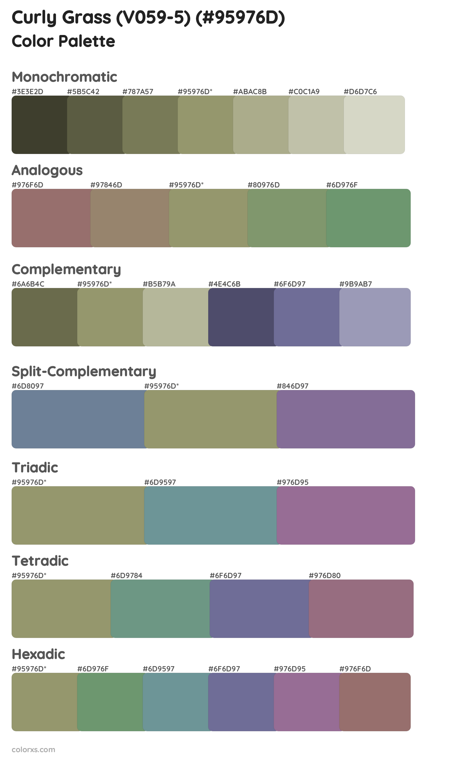 Curly Grass (V059-5) Color Scheme Palettes