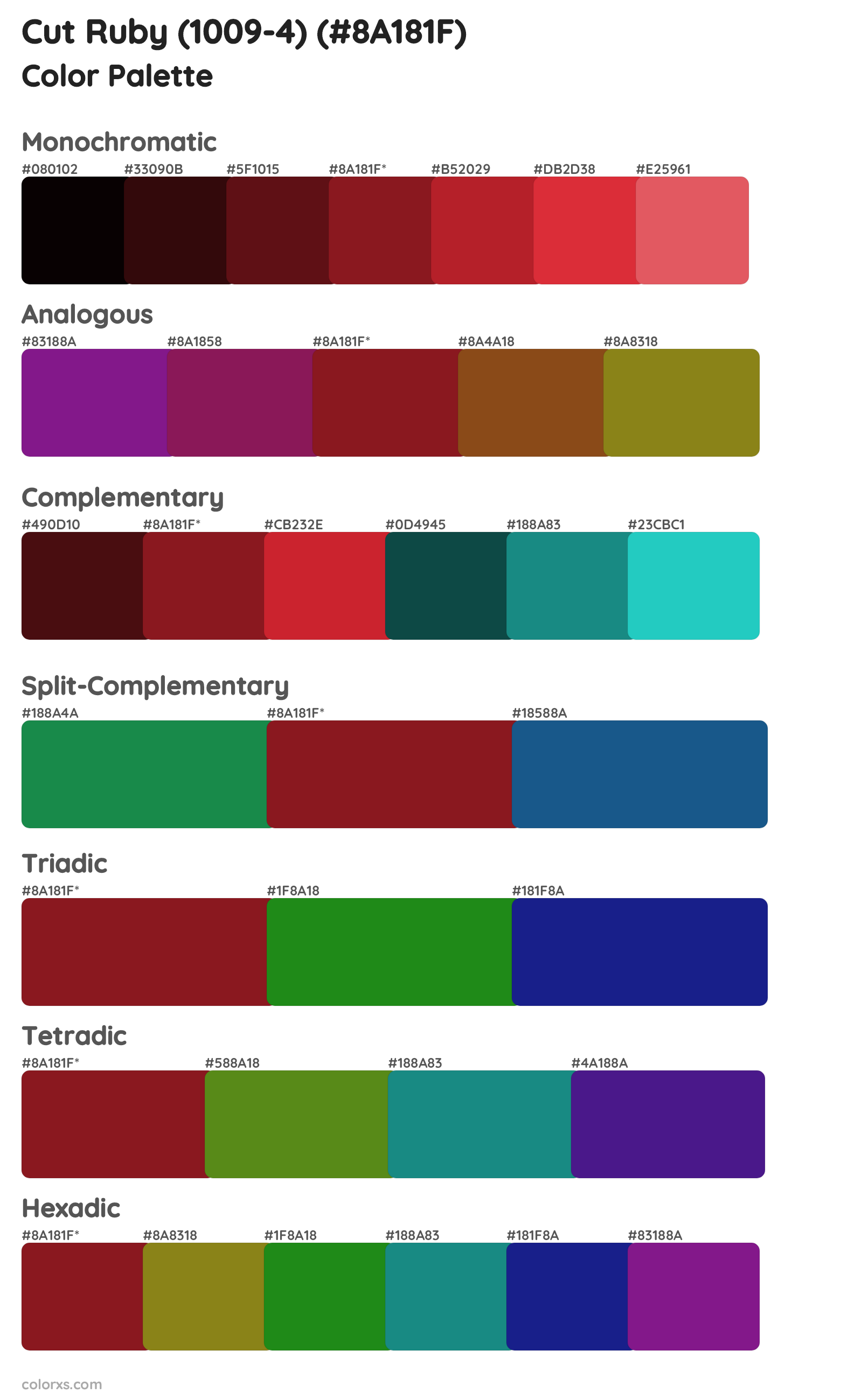 Cut Ruby (1009-4) Color Scheme Palettes