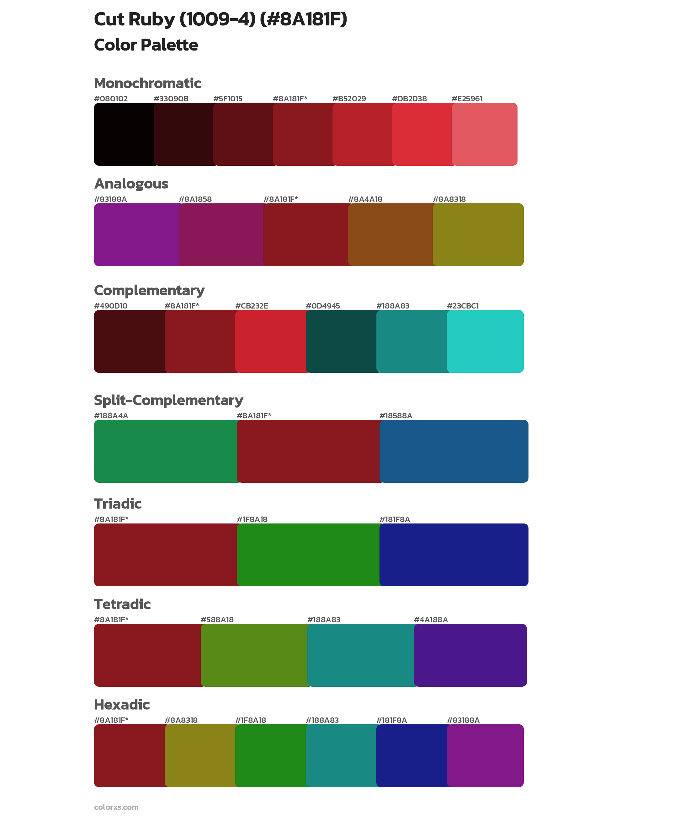 Cut Ruby (1009-4) Color Scheme Palettes