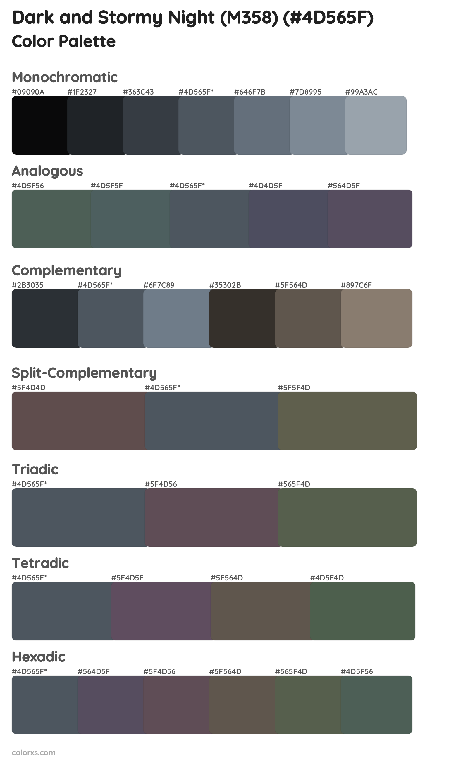 Dark and Stormy Night (M358) Color Scheme Palettes